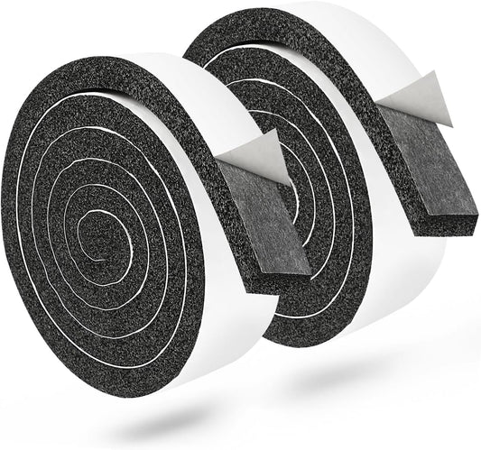 2 Rolls 1/2 Inch W 1/4 T Weather Stripping Air Conditioner Open Cell Foam Seal Tape, Window Insulation High Resilience Seal Strip for Doors Window,Total 32FT