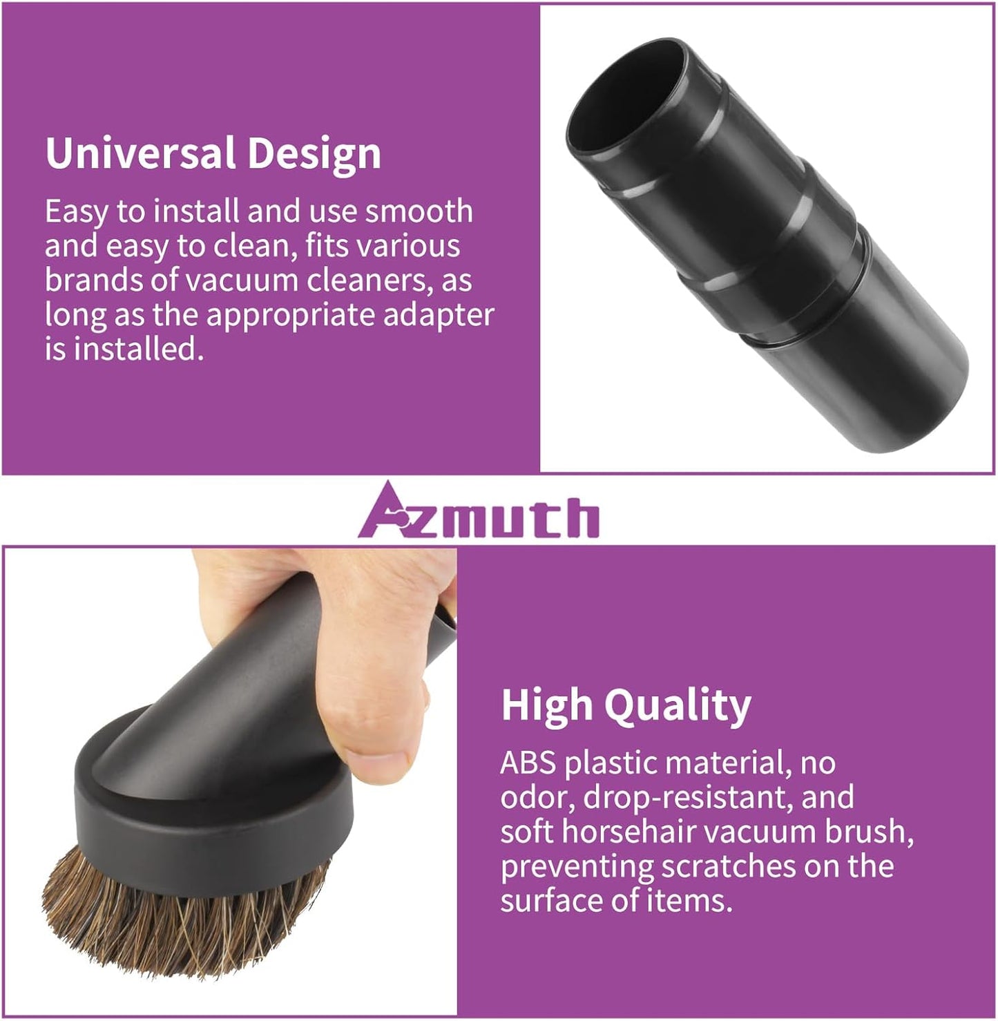 25mm Horse Hair Round Dust Brush, 1.25" Vacuum Brush Attachment with Vacuum Hose Adapter for Shark Vacuum and Shop Vac and Most Household Vacuum Cleaners - 2 Pcs