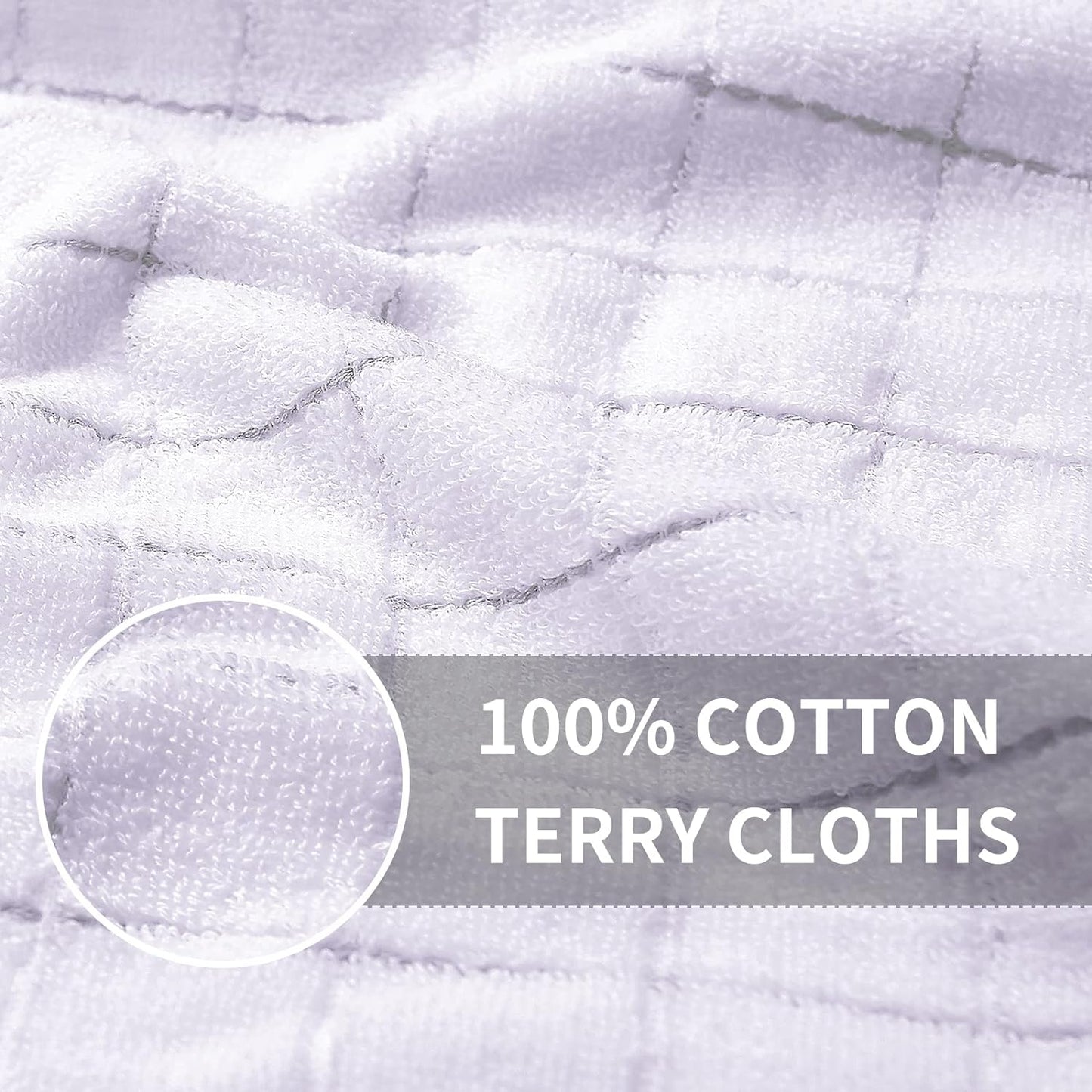 Homaxy 100% Cotton Terry Kitchen Towels(White, 13 x 28 inches), Checkered Designed, Soft and Super Absorbent Dish Towels, 4 Pack