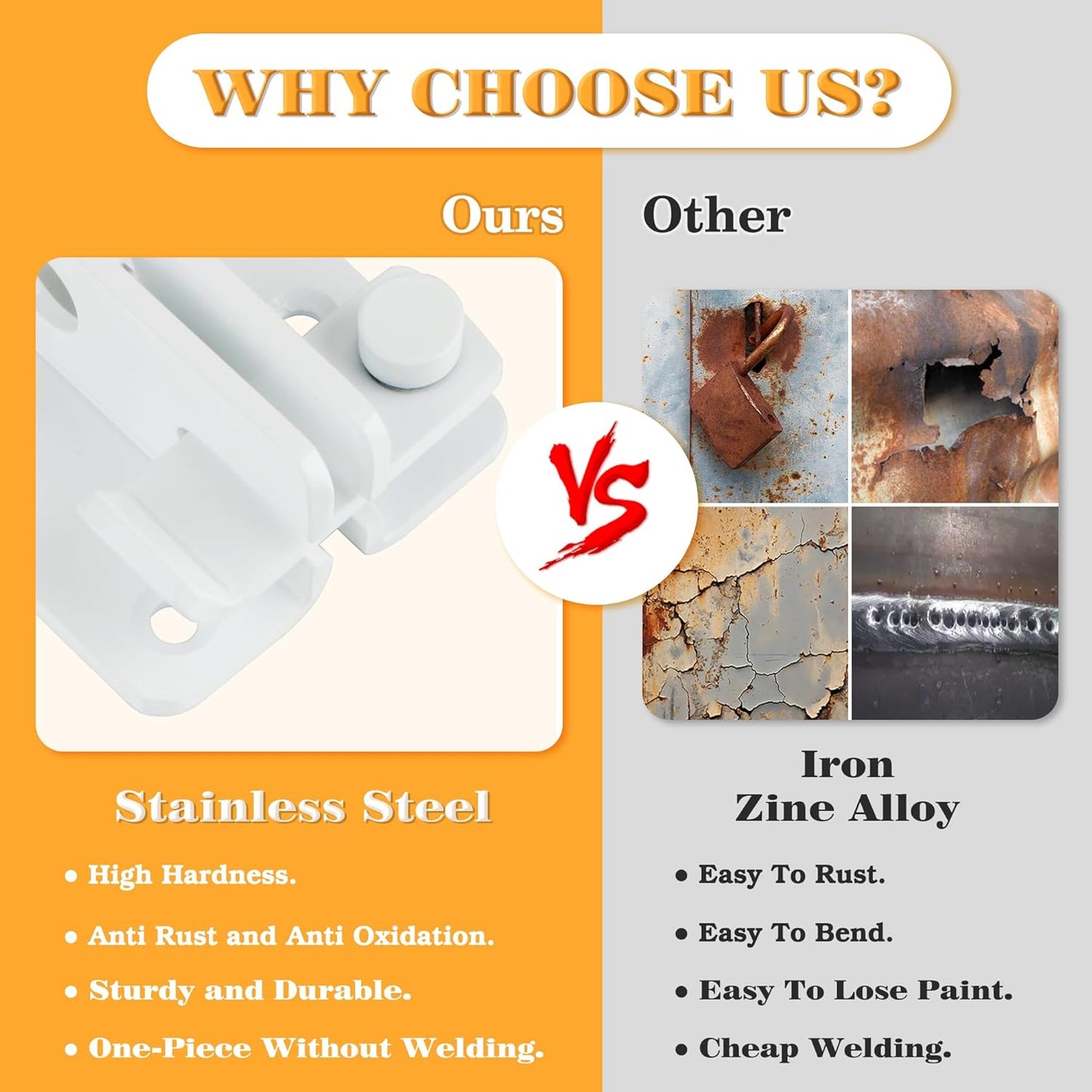 Alise Flip Latch Gate Latch Shed Lock Shed Latch Barn Door Lock Locking Latches for Barn Fence Cabinet Garden Garage Window Pet Dog Cage,Stainless Steel Shed Door Latch Barn Door Lock,White,L-Size