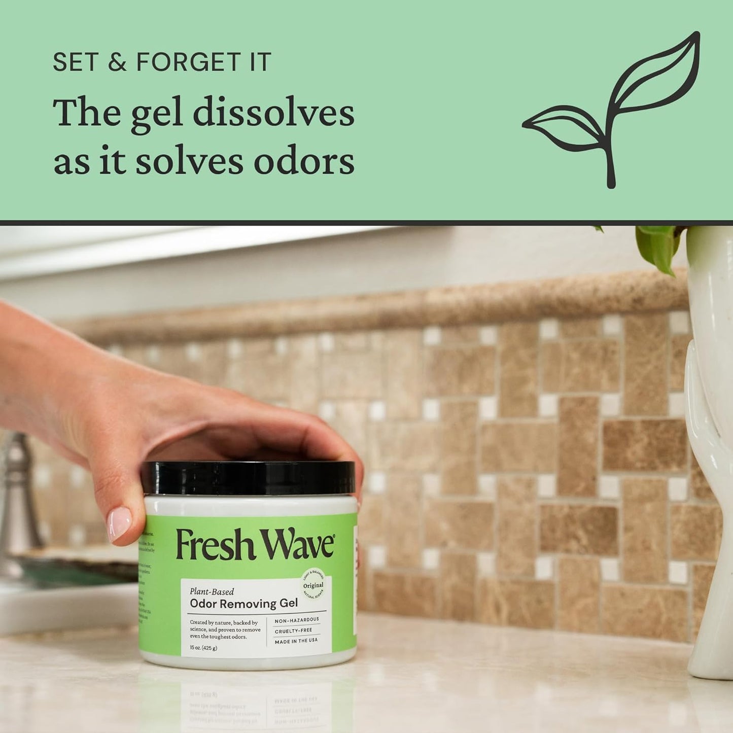 Fresh Wave Odor Removing Gel, 15 oz. & 7 oz. - Odor Absorbers for Home, Safer Odor Relief, Natural Plant-Based Odor Eliminator, Every 15 oz. lasts 30-60 Days, For Cooking, Trash & Pets