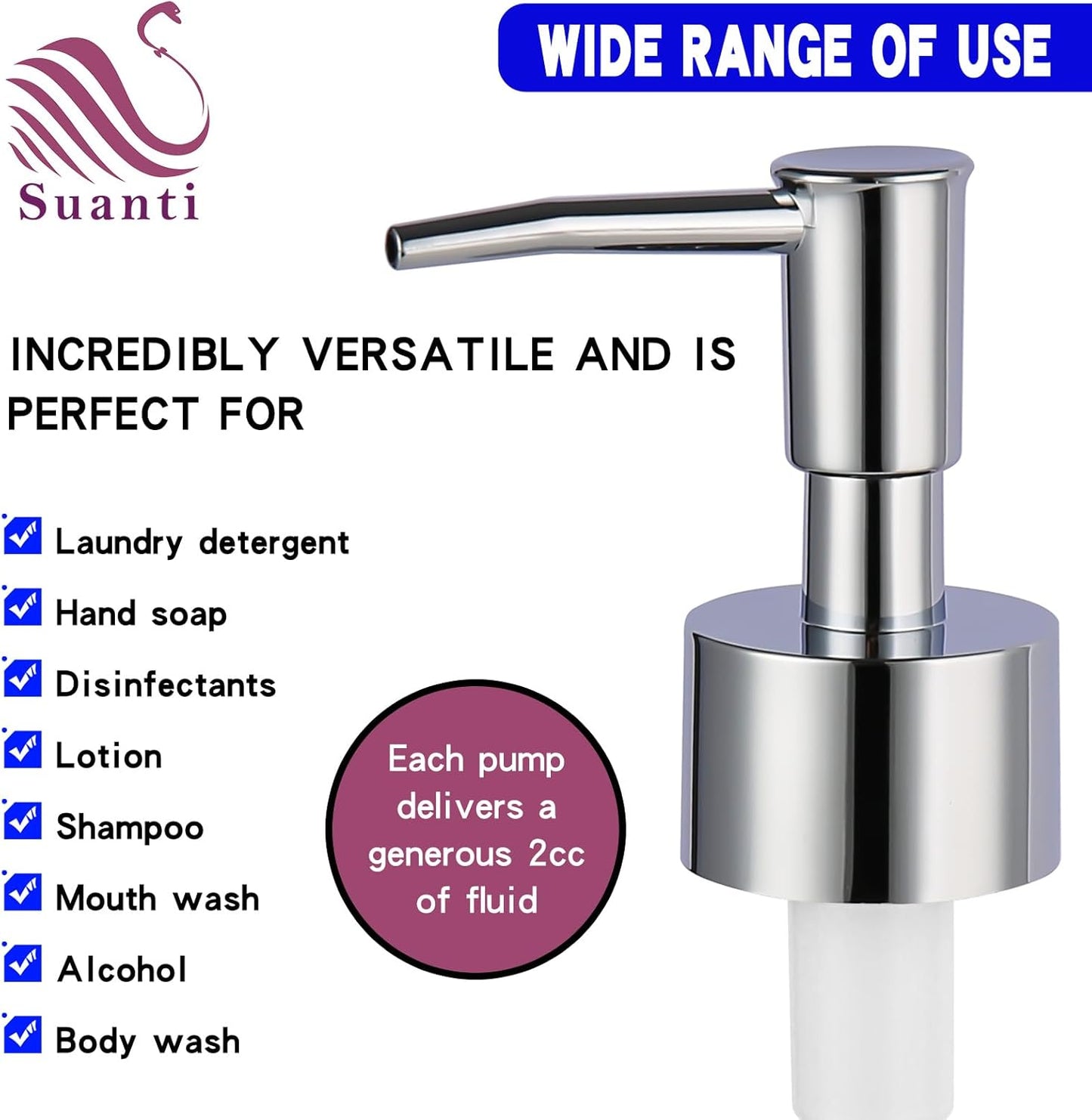 4Pcs Soap Dispenser Pump Replacement(Standard Diameter 28/400 Neck Size,1.1inch),Lotion Dispenser Pumps for Regular Mouth Plastic Shampoo Bottle (Silver)