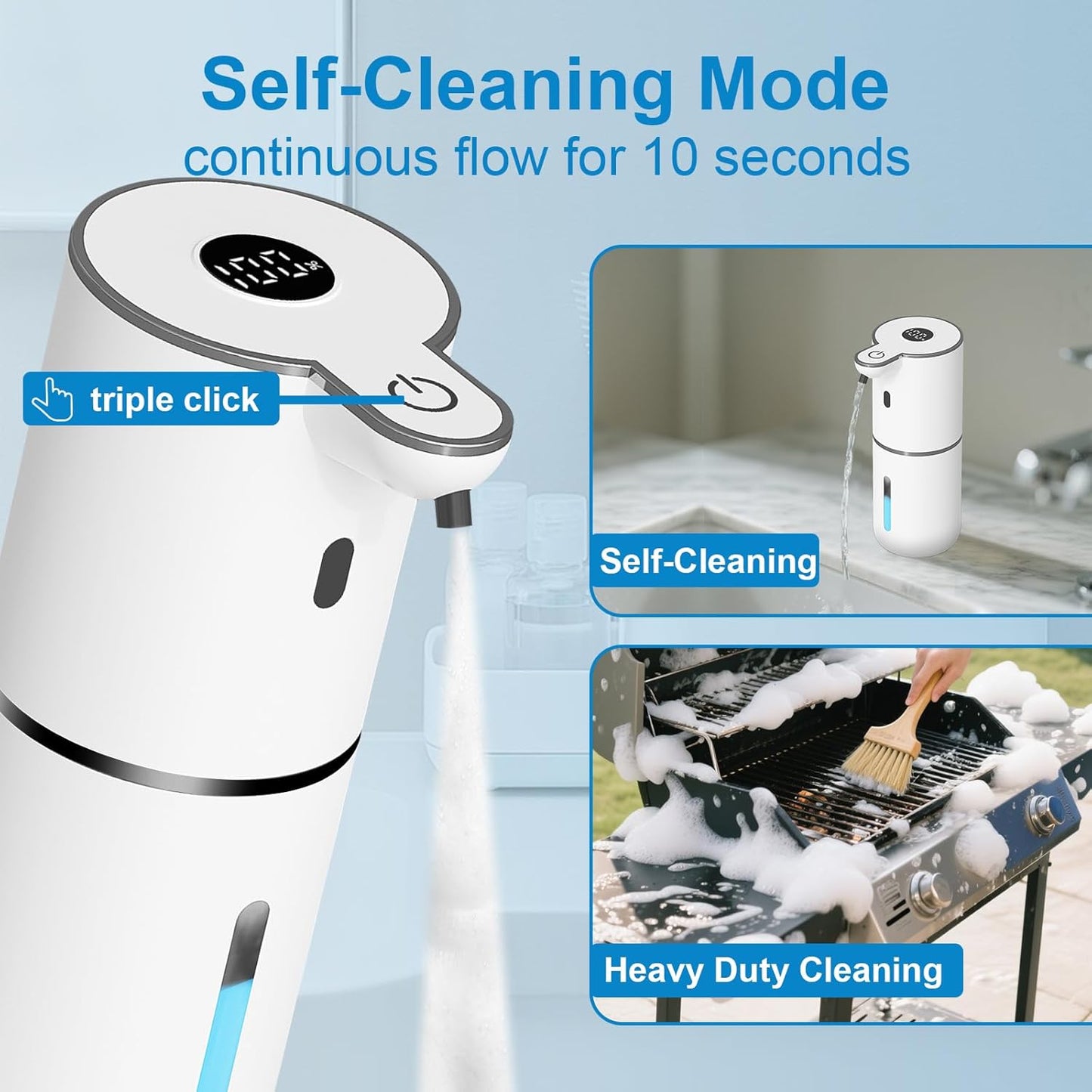 2 Pack Automatic Foaming Soap Dispenser Touchless, USB Rechargeable Smart Hand Soap Dispenser, 6-Level Adjustable, 12.8oz/380mL Wall Mount for Bathroom Kitchen Dish Soap