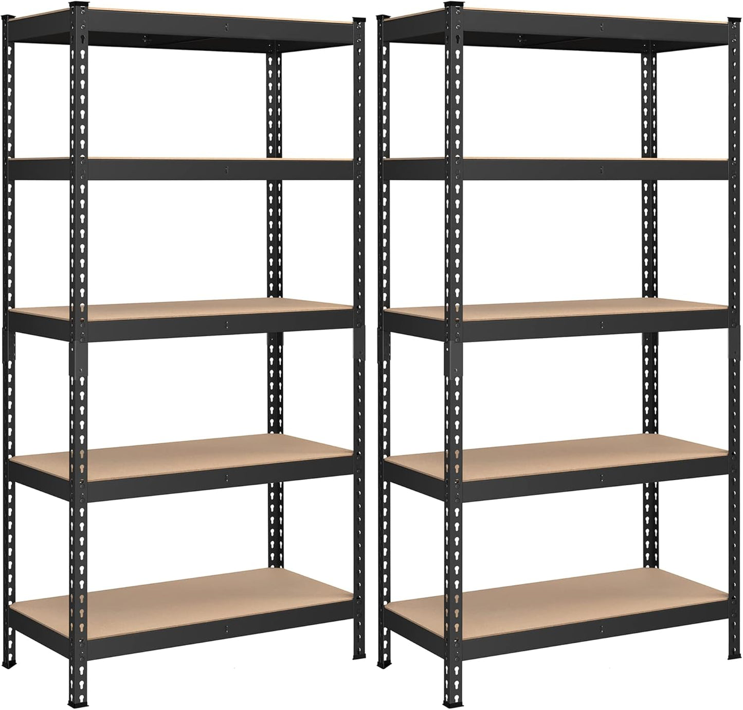 SONGMICS 5-Tier Storage Shelves, Load 2310 lb, Set of 2 Garage Storage, Boltless Assembly, Adjustable Shelving Unit, 17.7 x 35.4 x 70.9 Inches, for Study Shed Basement, Black UGLR450B02