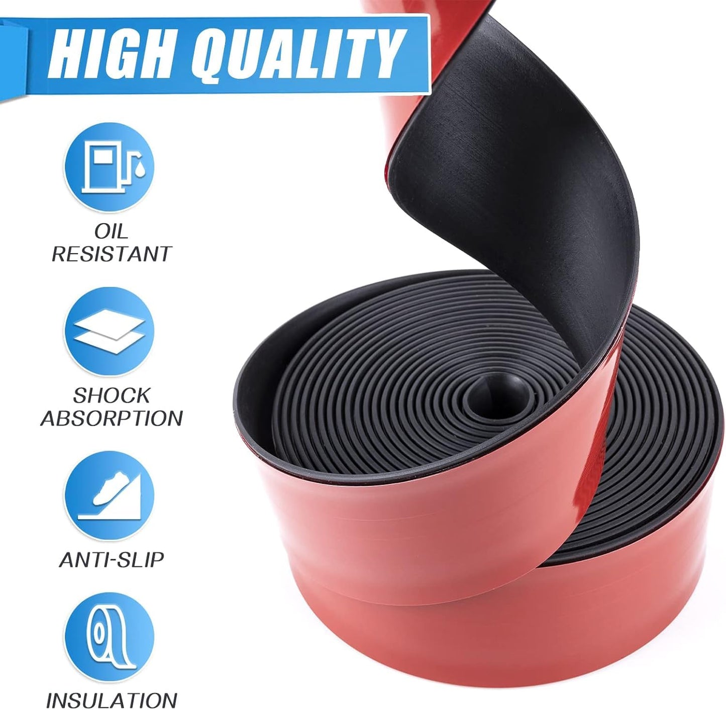 Adhesive Rubber Strips Neoprene Rubber Sheets, Rolls & Strips with Adhesive Backing Rubber Pads Self Stick Seal Rubber Gasket Adhesive Back for Matting Padding - 1" Wide x 1/16" Thick x 10' Long