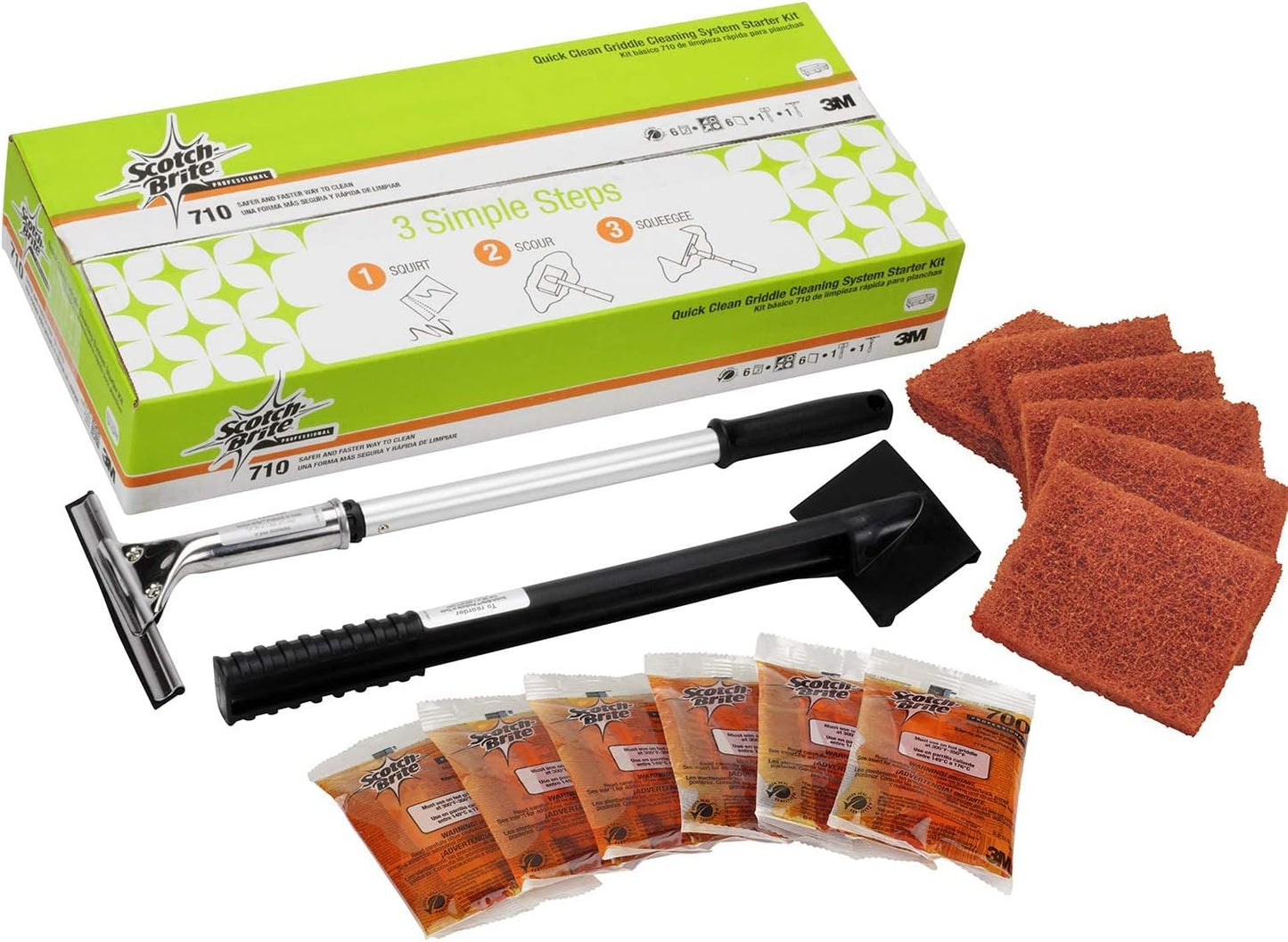 3M Scotch-Brite Griddle Cleaning, Quick Clean Heavy Duty Scour Pad, 4 in x 5.25 in, 6 Pads/Pack, For Baked On Food and Cooking Oils, Use on Hot or Cool Griddle