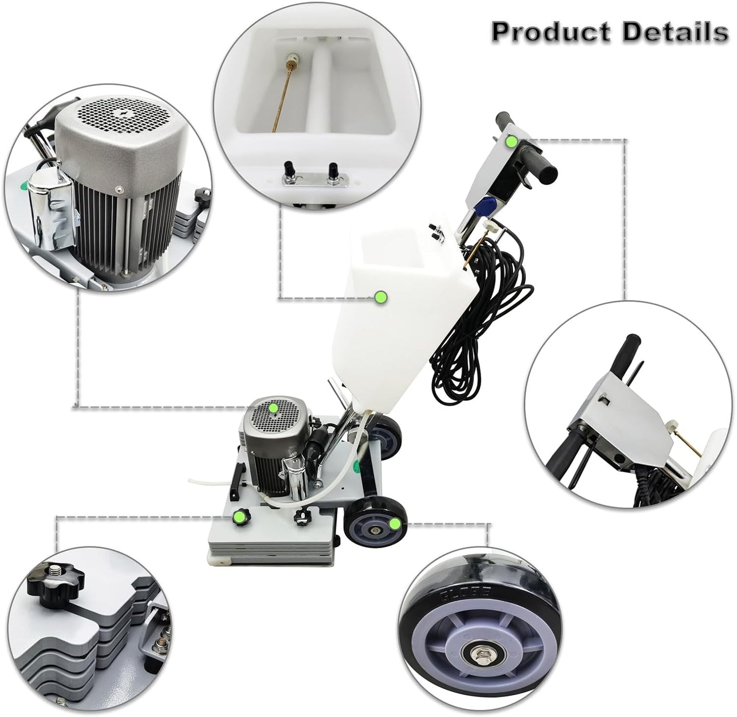 Floor Grinding Machine & Polisher - 3.43Gal Scrubber, 2834RPM, Commercial & Industrial Square Chassis, Multi-functional, 110V