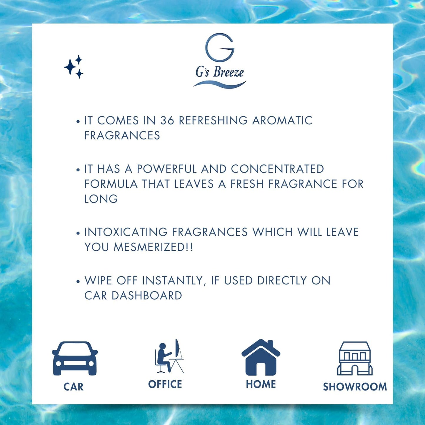 G's Breeze Blue Lagoon Diffuser Oil Refill - Refreshing Tropical Oasis Fragrance - Invigorating Scent Inspired by Crystal-Clear Water - Long-Lasting Freshness for Home, or Office - 60 ML