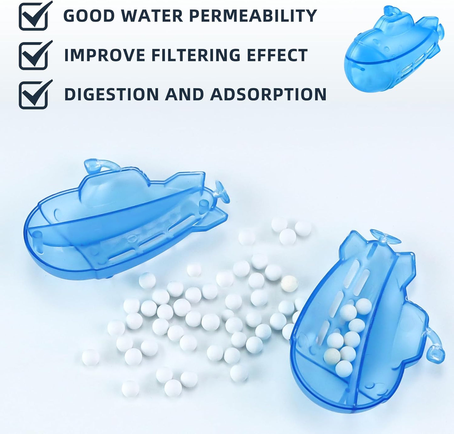 AMI PARTS Humidifier Tank Cleaner for Warm&Cool Most Humidifiers and Fish Tank Humidifier Demineralization Purifie Water Soften Hard Water 18-Pack (Blue, Adorable, Submarine Shape)