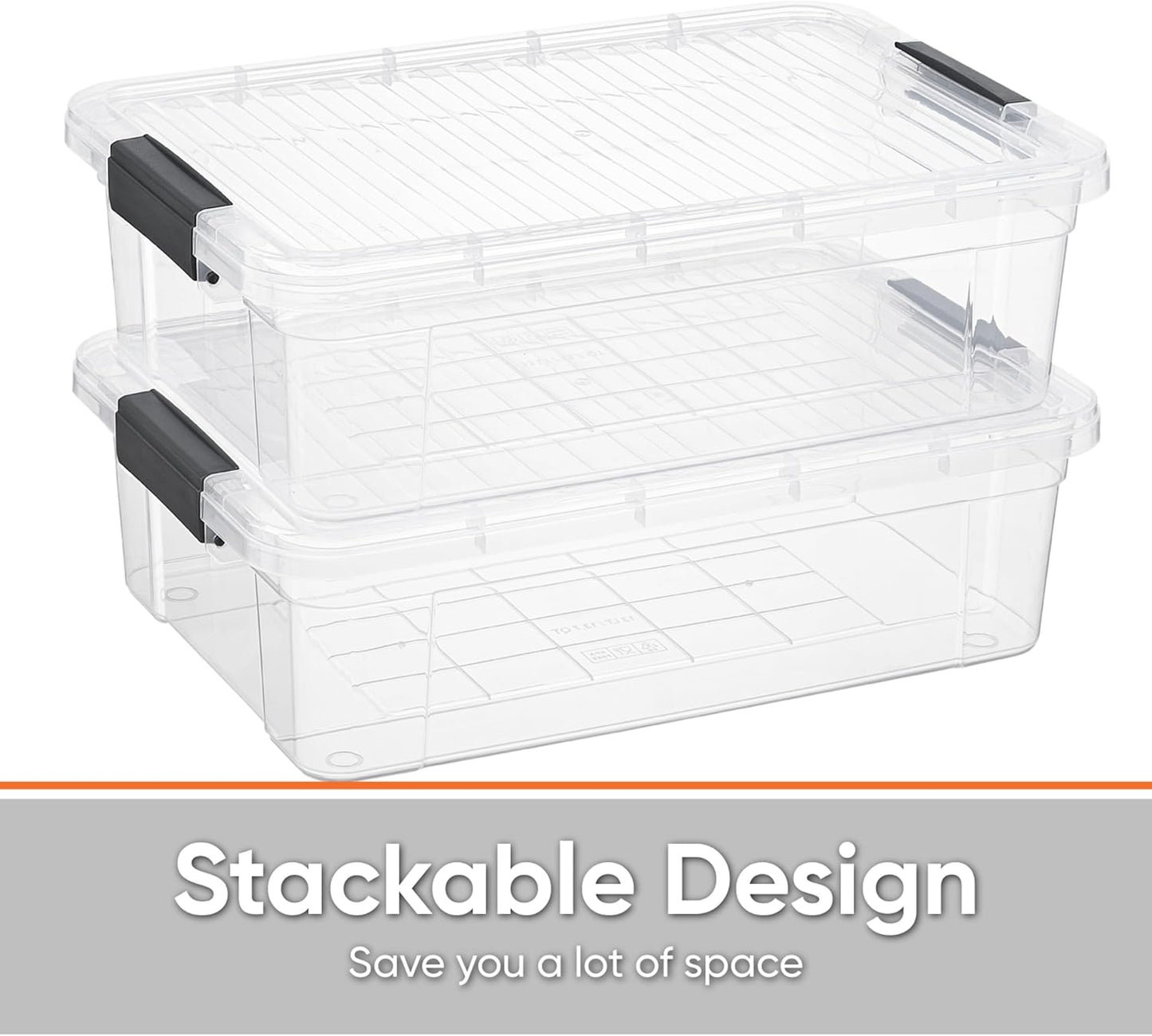 Superio Clear Storage Boxes with Lids, 16 Quart Plastic Container Bins for Organizing, Stackable Crates, BPA Free, Non Toxic, Odor Free, Organizers for Home, Office and Dorm, 4 Pack