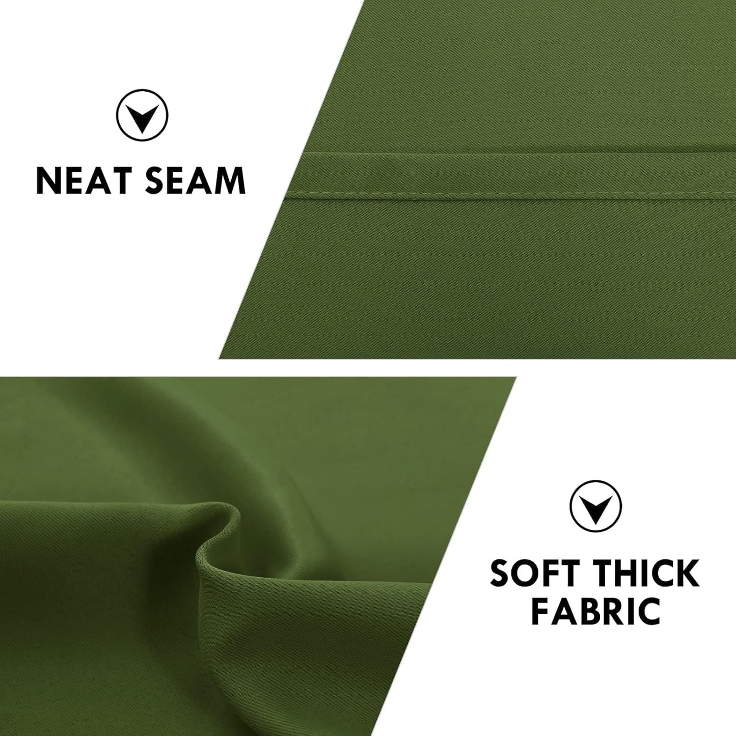 DWCN Blackout Curtains for Living Room Thermal Insulated, Energy Saving & Noise Reducing Bedroom Curtains, Olive Green, W 52x L 36 Inch, Set of 2 Rod Pocket Curtain Panels