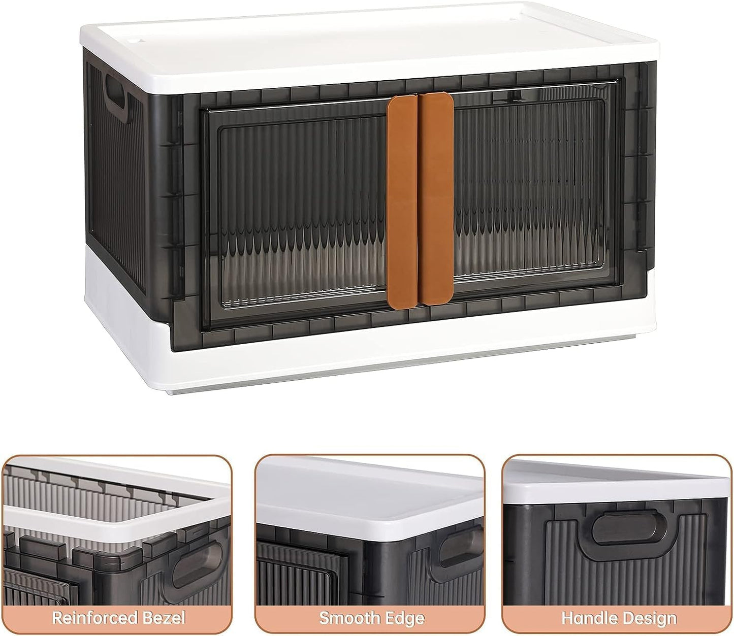 HAIXIN Storage Cabinet, 19 Gal Folding Storage Box, Stackable Cube Storage Organizer, White, 25.19 x 15.74 x 14.5 inches, 1 Pack