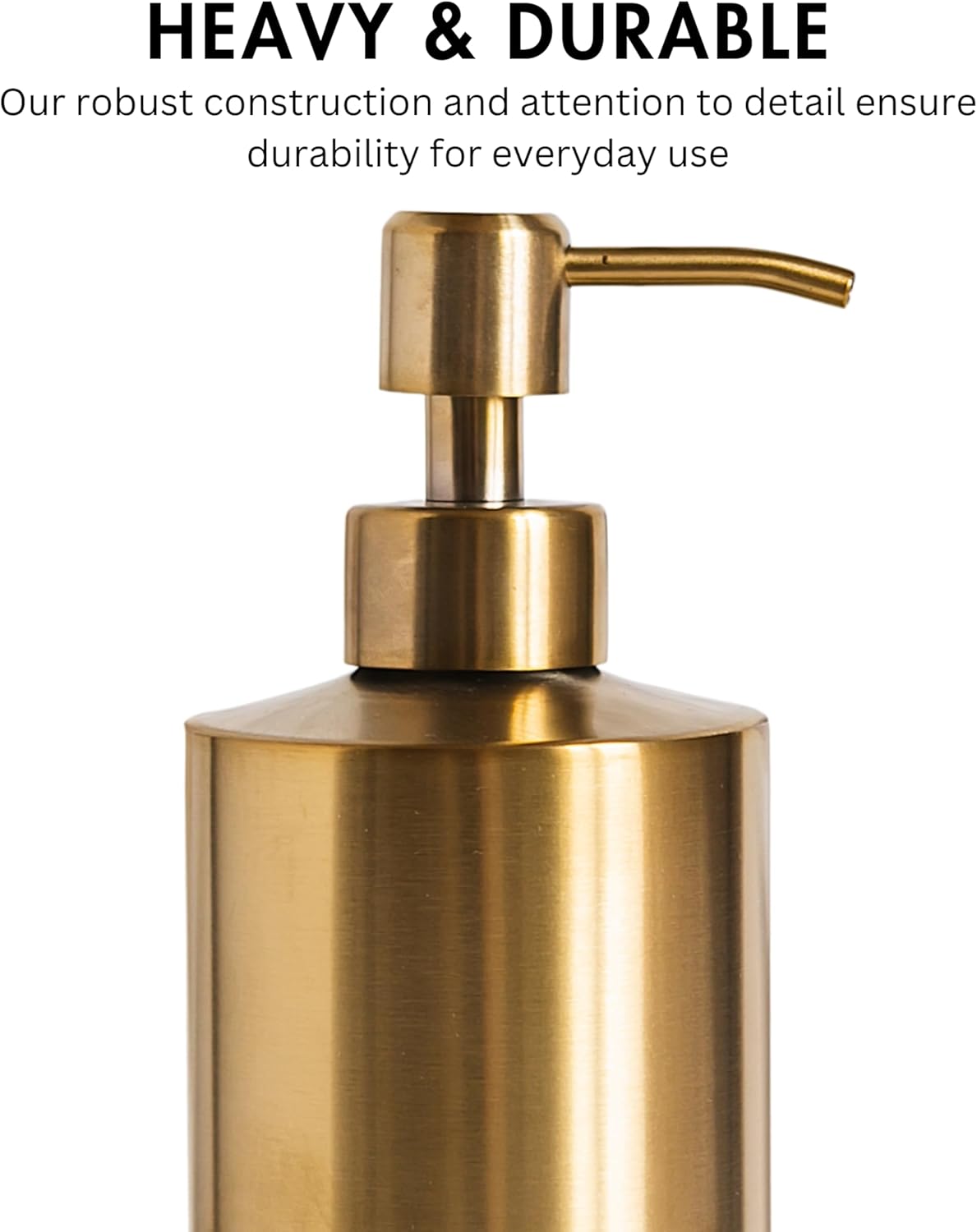 Brass Soap Dispenser for Bathroom (Stainless Steel) and Kitchen - Hand Soap, Detergent, or Lotion Dispenser, 15oz