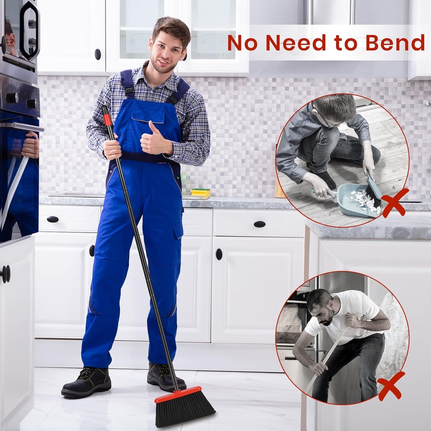 TreeLen Broom and Dustpan Set, 52 inch Broom and Dust Pan Combo for Home