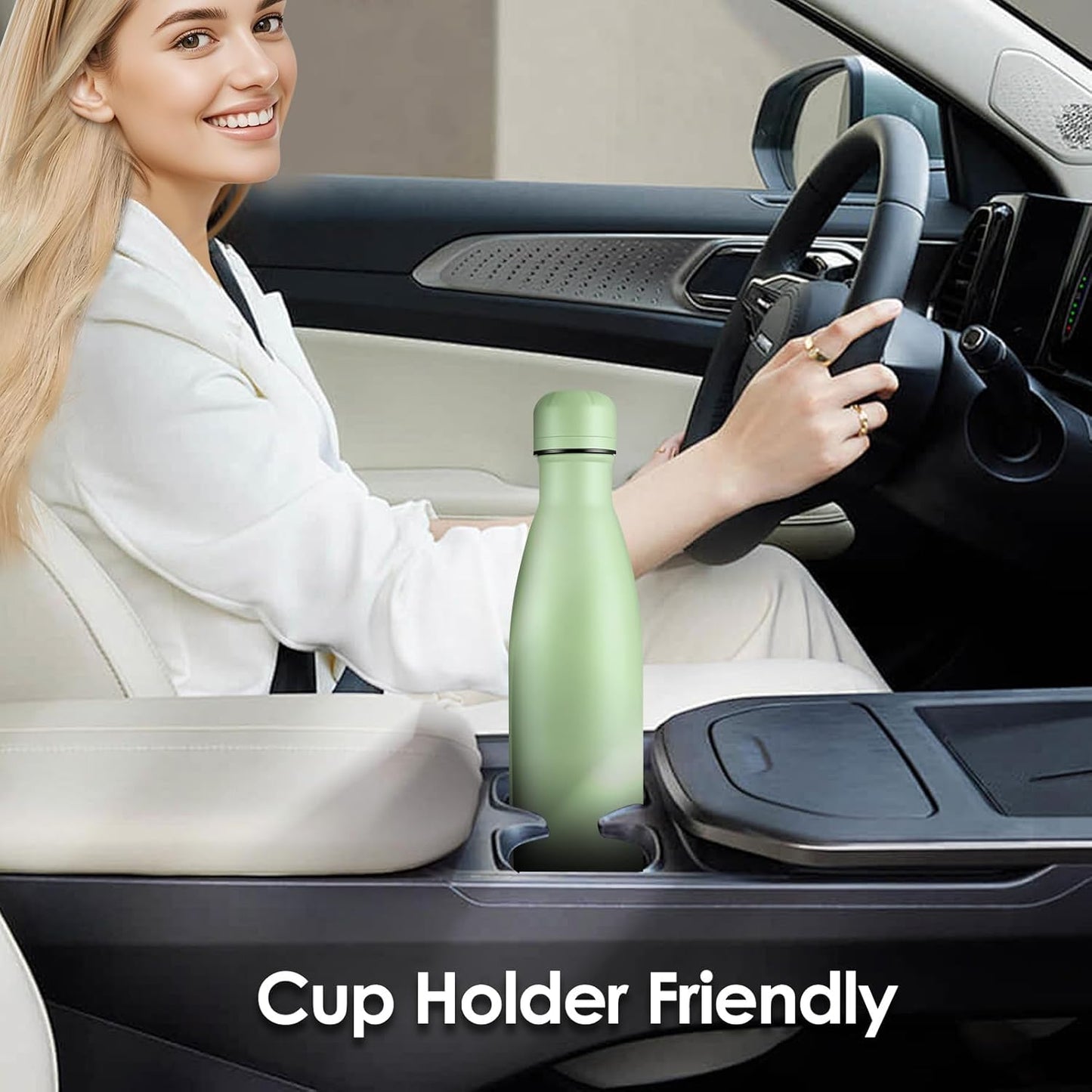 17oz Cola-Bottle Shaped Stainless Steel Leak-proof Water Bottle,Double Wall Vacuum Insulated Metal,Travel Mug For Sports Indoors & Outdoors,BPA-Free Kids Flasks,Green(8 Pack)