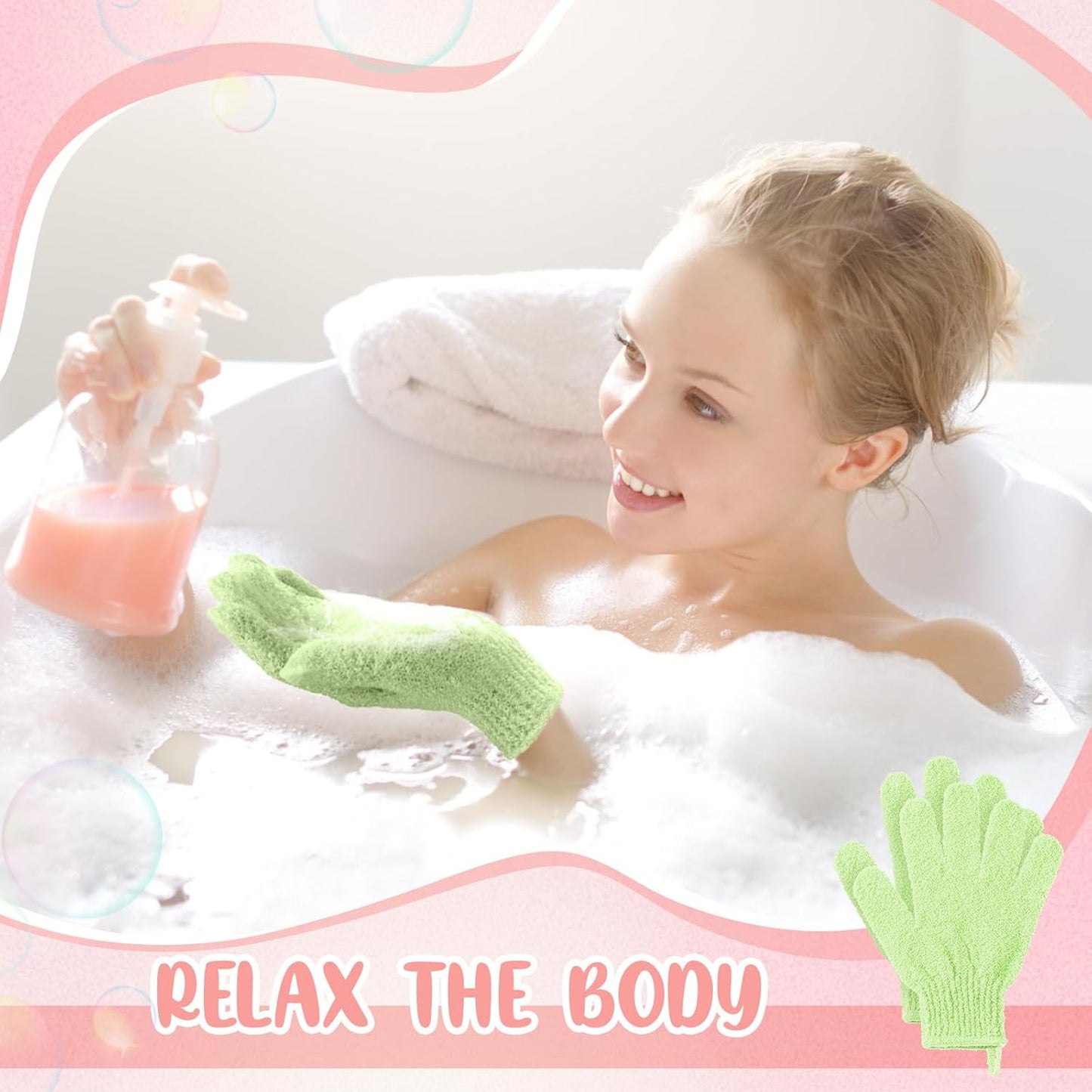 104 Pcs Exfoliating Glove Bulk Shower Gloves with Hanging Loop Exfoliating Body Scrubber Dead Skin Remover for Body Bath Beauty Spa Massage Scrubs Men Women Bathing (Green)
