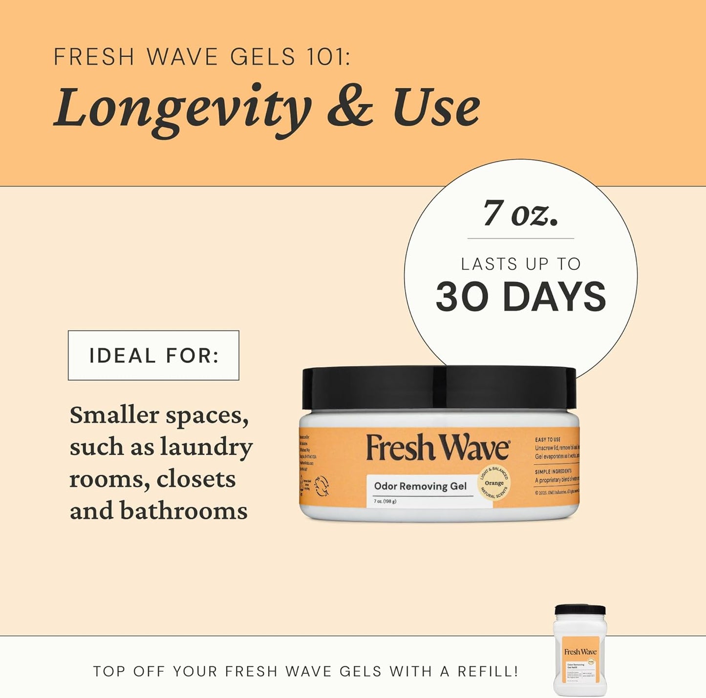 Fresh Wave Orange Odor Removing Gel, 7 oz., Pack of 3