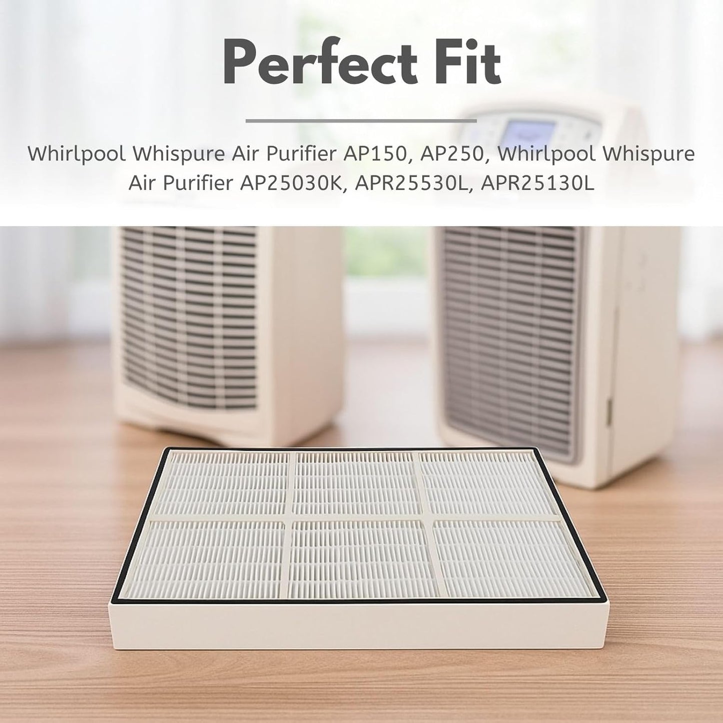 Nispira HEPA Filter with 4 Pre-Carbon Filters Compatible with Whirlpool Whispure Air Purifier Models AP25030K, APR25530L, APR25130L; Replaces Part # 1183051 1183051K, 2 Sets