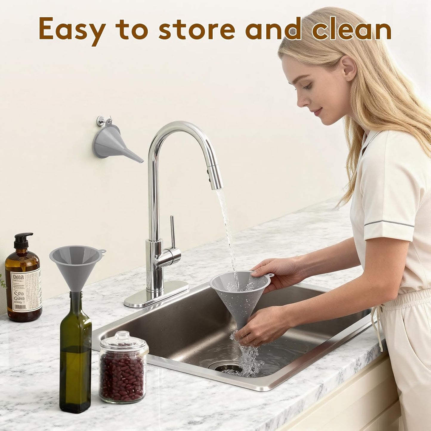 3Piece Plastic Kitchen Funnel Set, Multifunctional Funnels for Filling Bottles Canning Car Oil Funnels,Small Medium Large Round Food Funnel for Cooking, Lab, Automotive Use