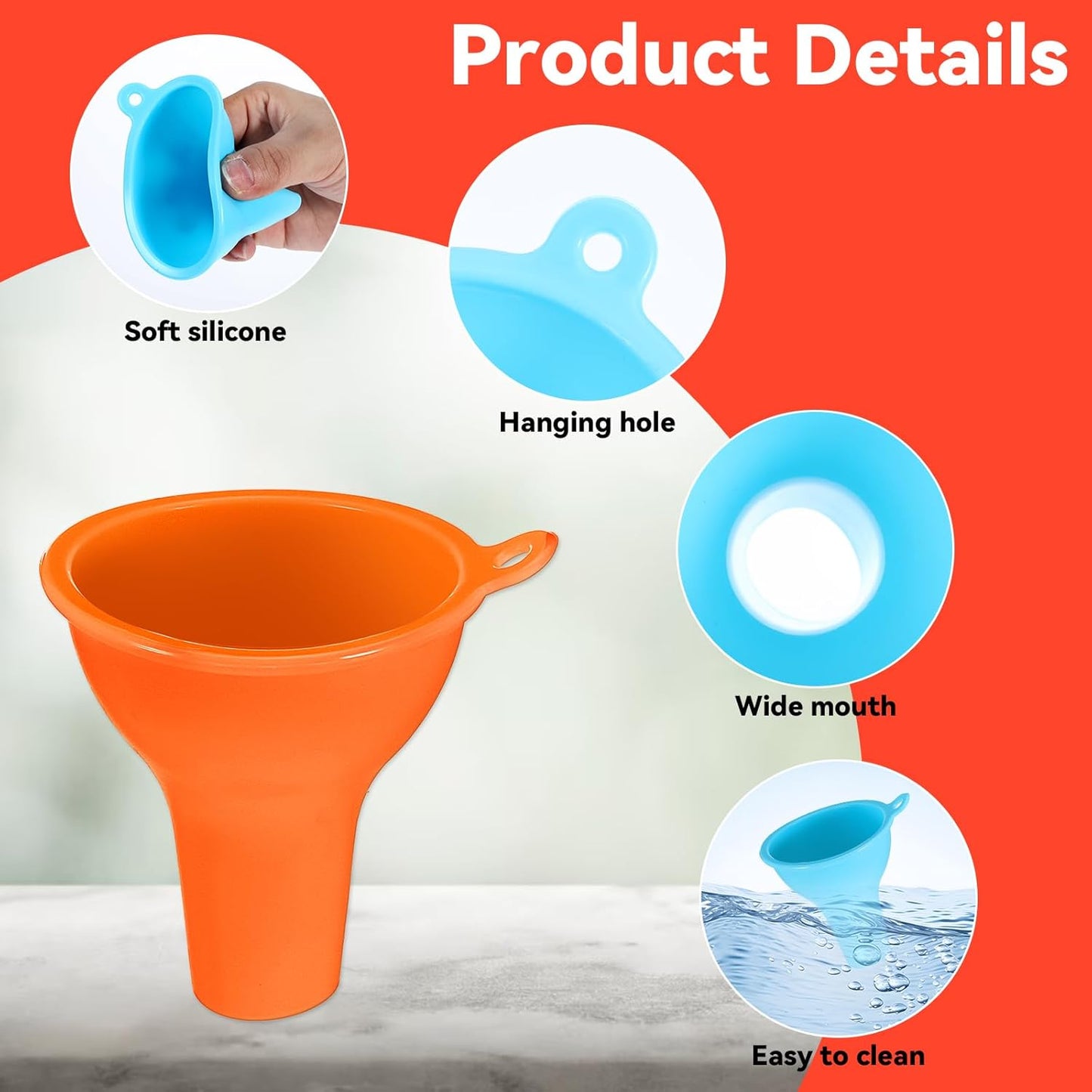 4 Pcs Funnels for Kitchen Use Filling Bottles Silicone Funnel Wide Mouth Funnel Multi Color Flexible Condiment Funnels Kitchen Gadgets Accessories for Filling Water Bottle Liquid Transfer