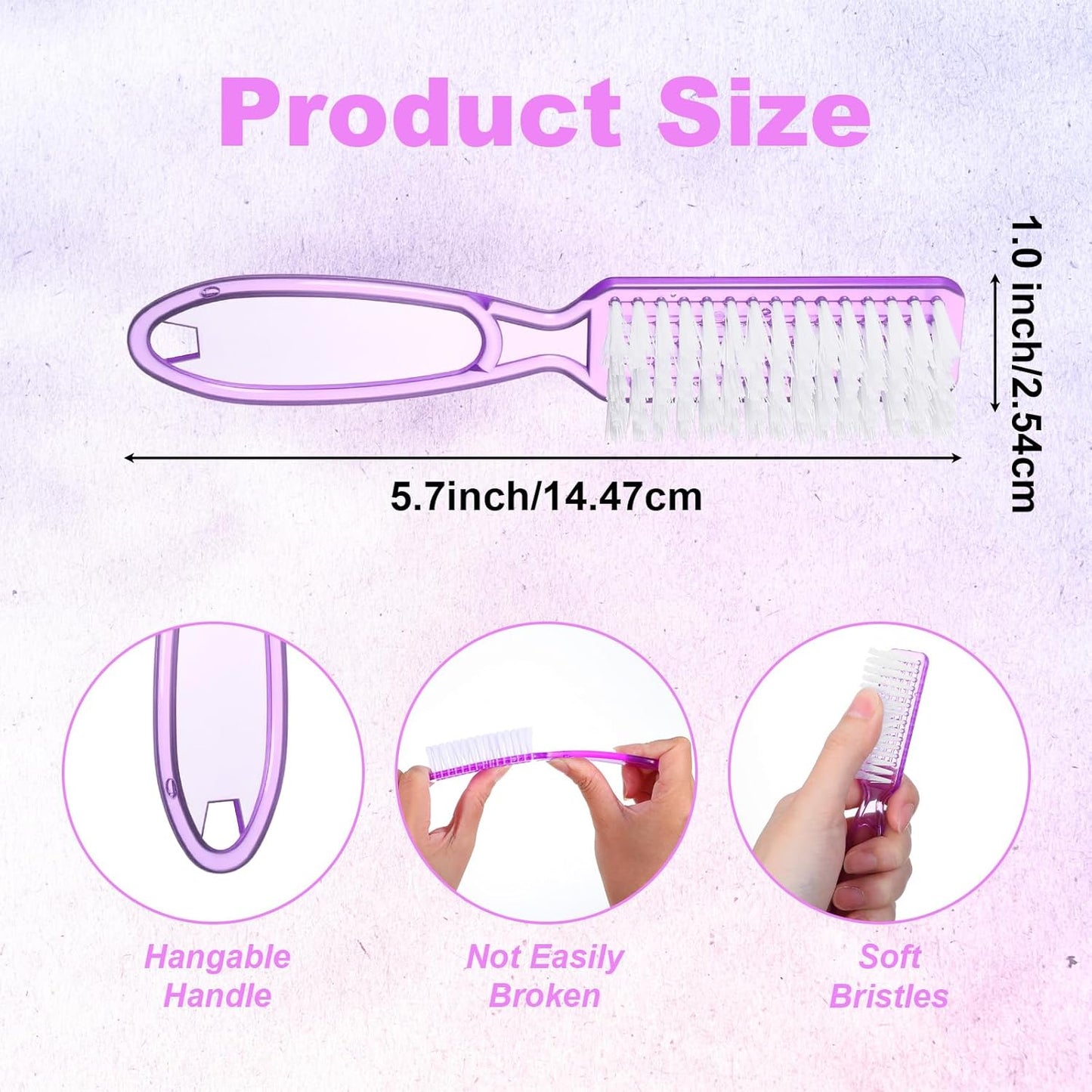 50 Pcs Handle Grip Nail Scrubber Brushes, Manicure Pedicure Cleaning Brushes for Fingernails and Toes, Multi-Purpose Cleaning Tools in 5 Colors