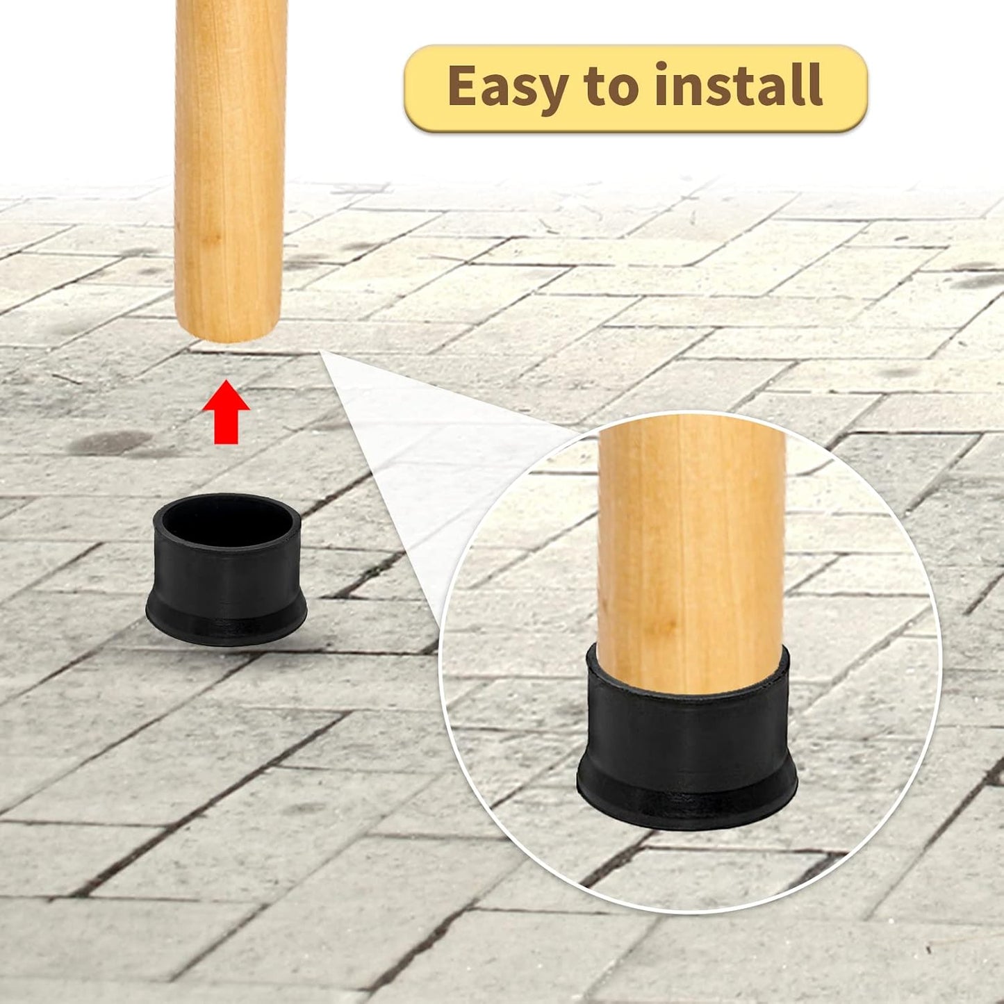 Flyshop Furniture Table Covers Non-Slip Heavy Duty Rubber Leg Tips Chair Leg Caps Floor Protector Round Black 4PCS Size 50mm, 2"