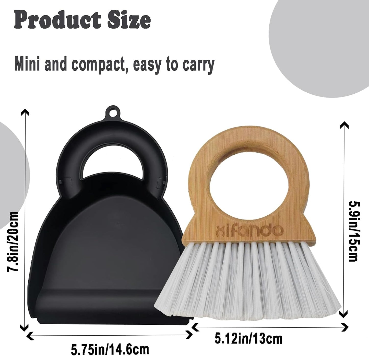 Mini Broom and Dustpan for Housekeeping-Bamboo Handle Small Broom and Dustpan Set Combination Mini Desktop Sweep, Keyboard Cleaning Brush with Shovel Brush,Round Bamboo Handle