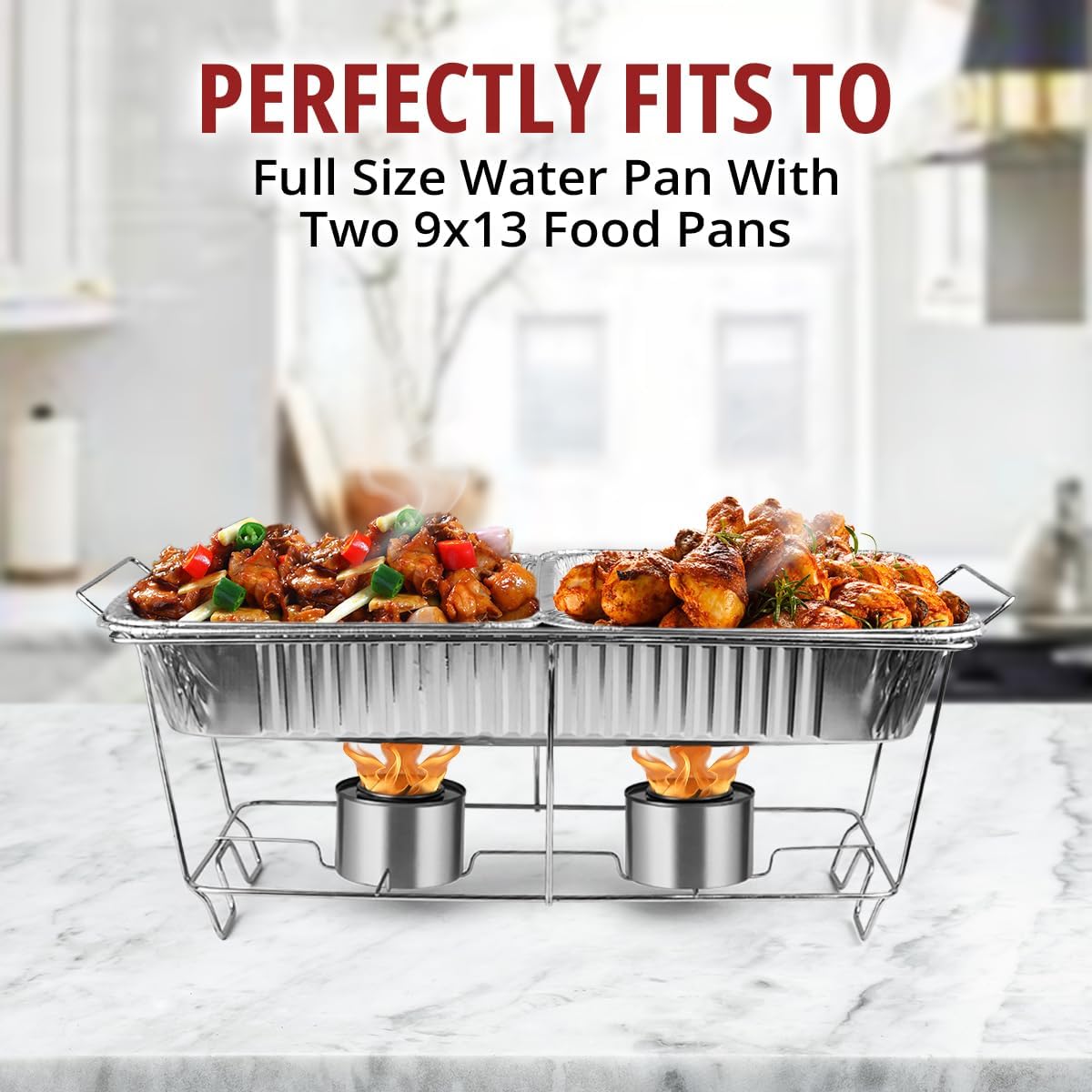 12 Pack Chafing Wire Rack Buffet Stand Chrome Frame for Events, Parties, Wedding, & Birthday Party Catering, Full Size Chafing Stand for Dish Serving Trays, Food Warmer Catering Supplies