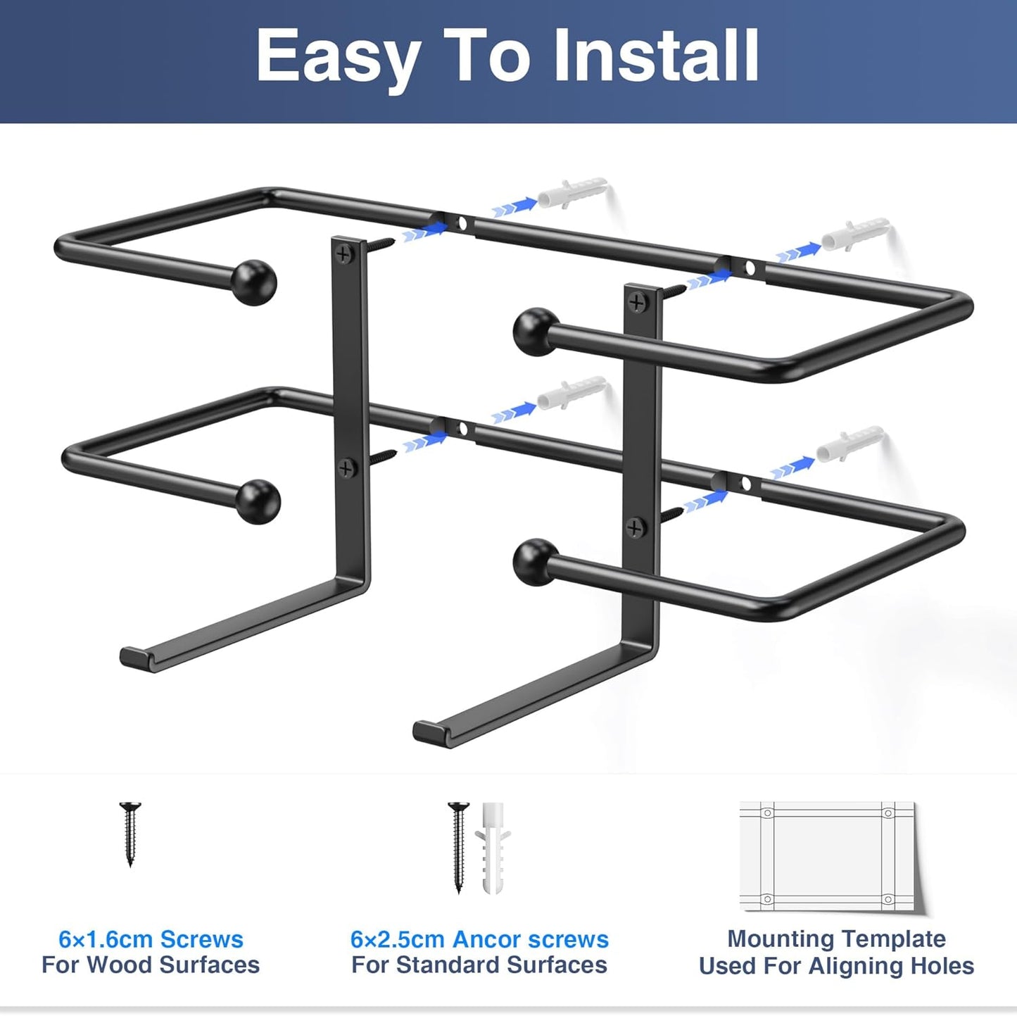 Glove Box Dispenser Wall Mount: Black Holder Organizer for Disposable Glove & Tissue Box - Organizer on Wall in Lab, Kitchen, Bathroom, Garage