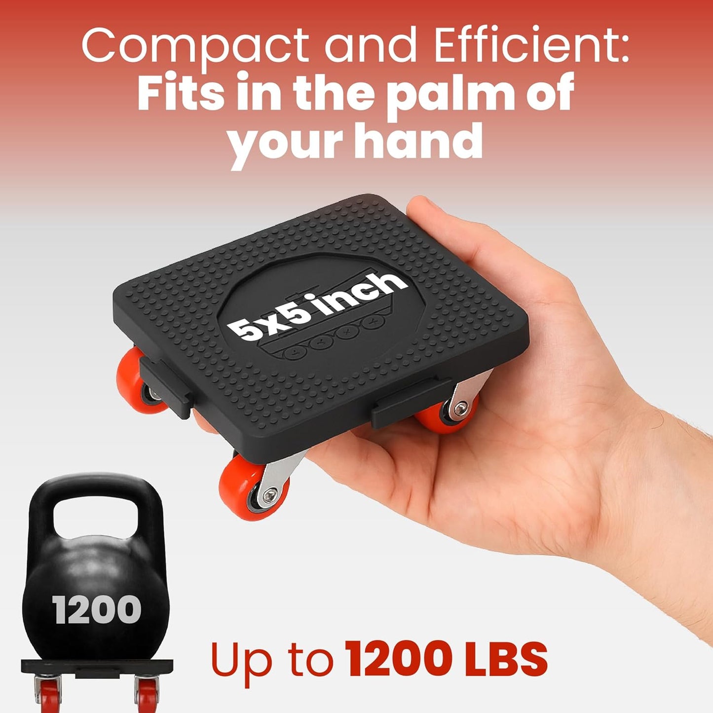 Heavy Duty Furniture Dolly Set with Lifter Tool and 5 Wheels - Capacity, 360° Rotating Wheels for Sofas, Refrigerators, and More (1200 LB)