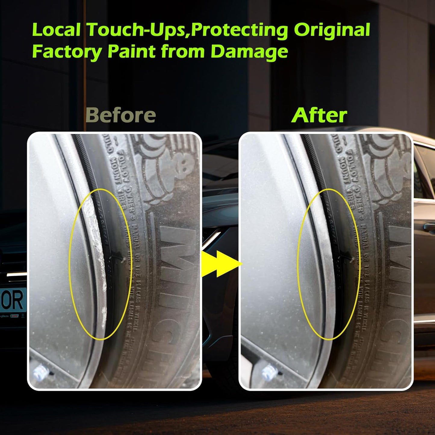 FOLLOWIN Silver Rim Touch Up Paint for Cars,Car Paint Scratch Repair Rim Curb Rash,1OZ(30ml)