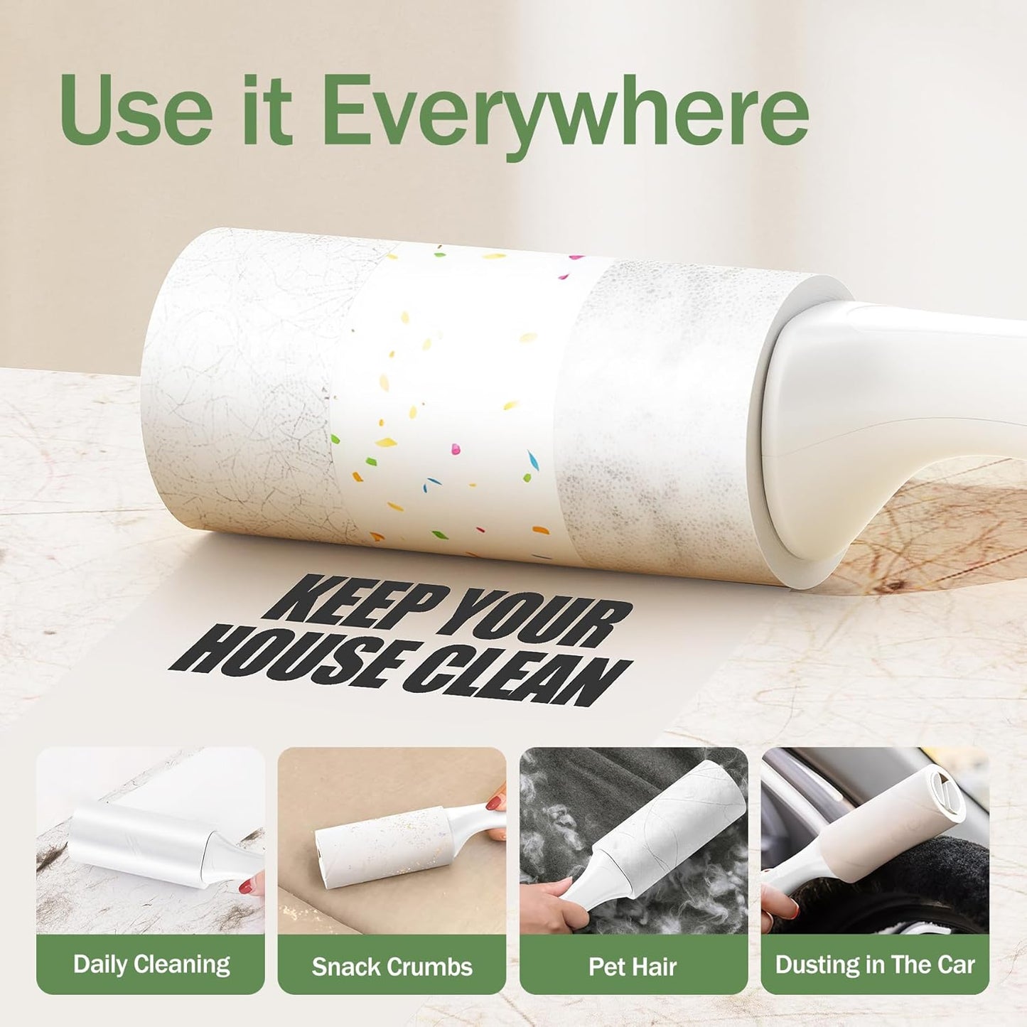 Extra Sticky Lint Roller for Pet Hairs 100 Sheets Lint Rollers with Reinforced 1 Handles and Tough Paper