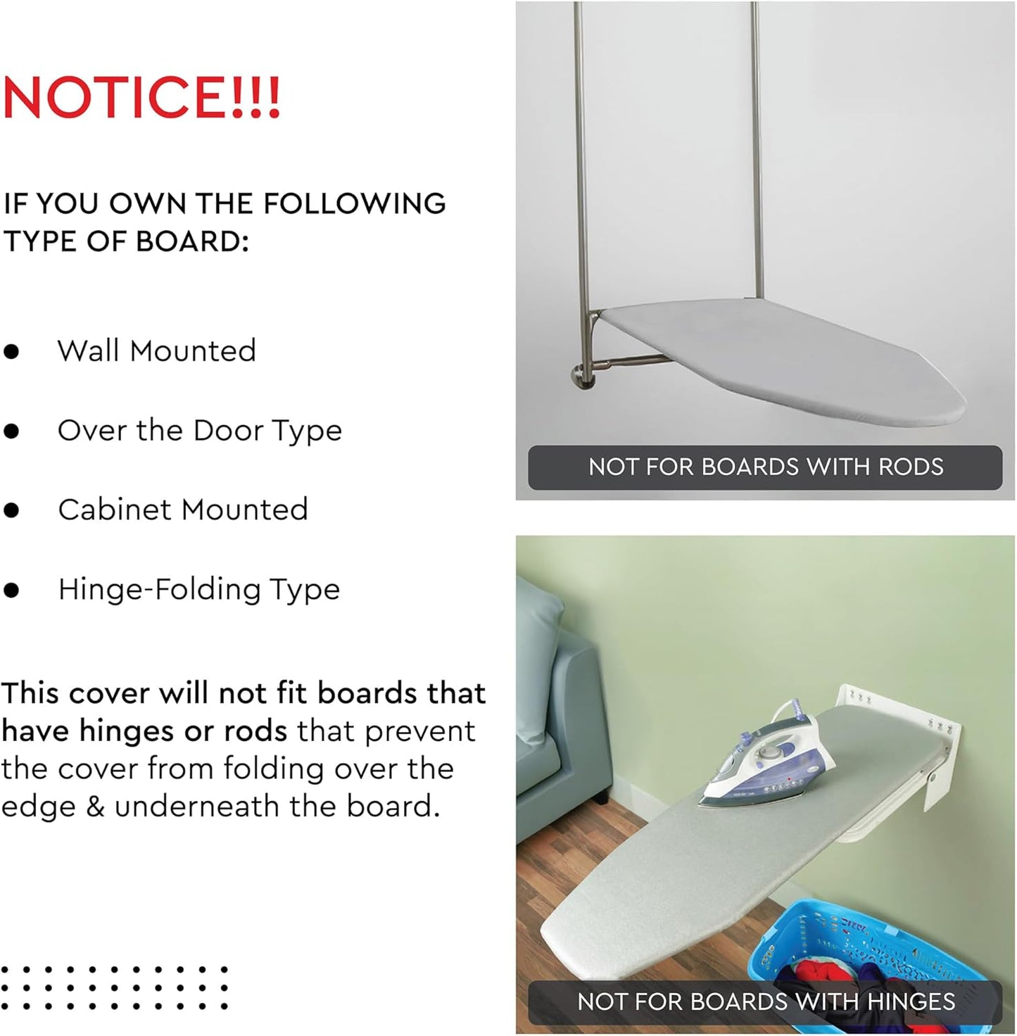 Encasa XO Ironing Board Cover and Pad - Thick 4mm Felt, Heat & Scorch-Resistant, Fits Medium Boards 42"x14", Elastic Bungee Cord Tightening, Easy Fit, Stain-Safe Dye, Terrazzo Mint