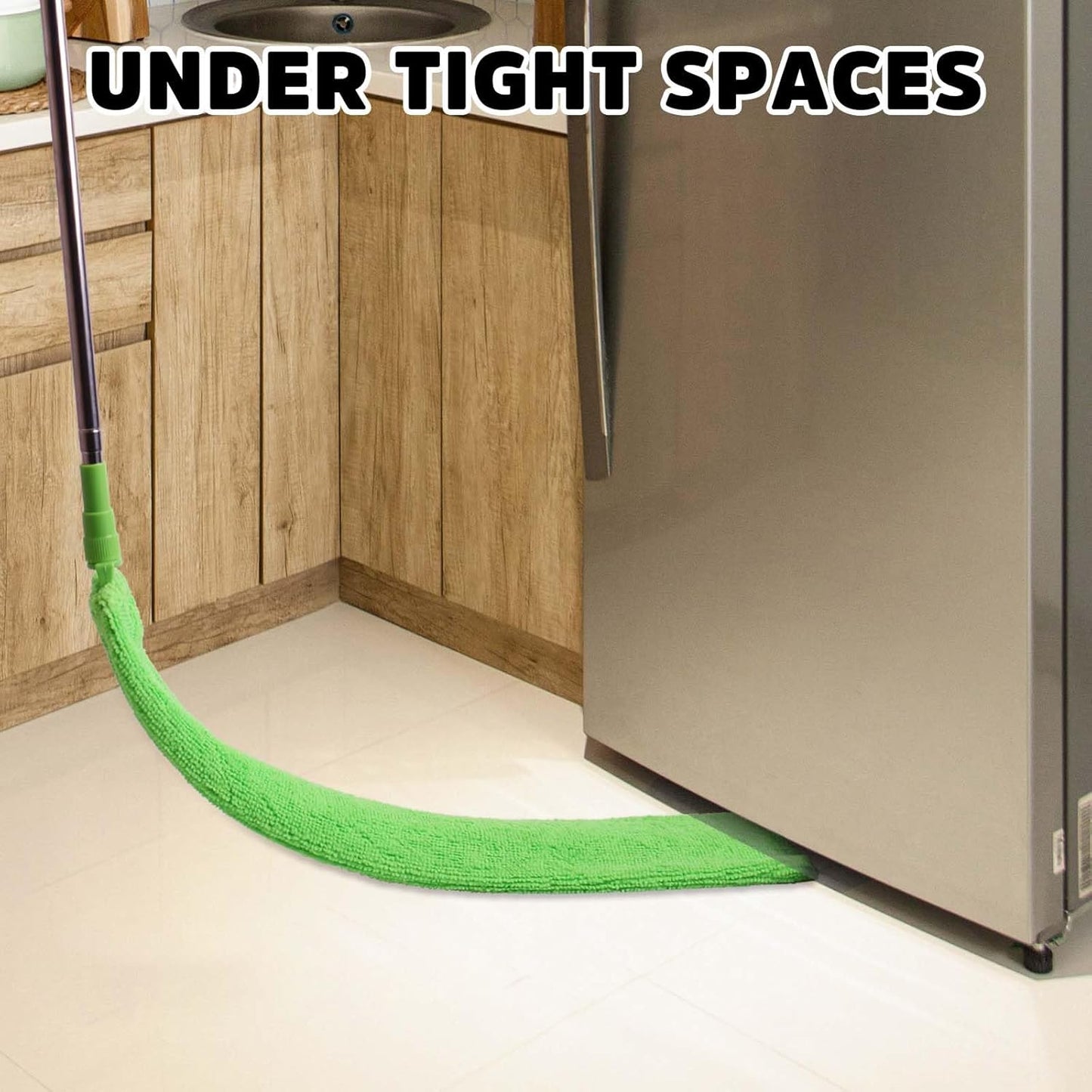 Retractable Gap Dust Cleaner Under Appliance Cleaning Tool, Bafezoze Flat Duster for Under Refrigerator Fridge Stove Couch Bed, Skinny Thin Duster for Tight Spaces