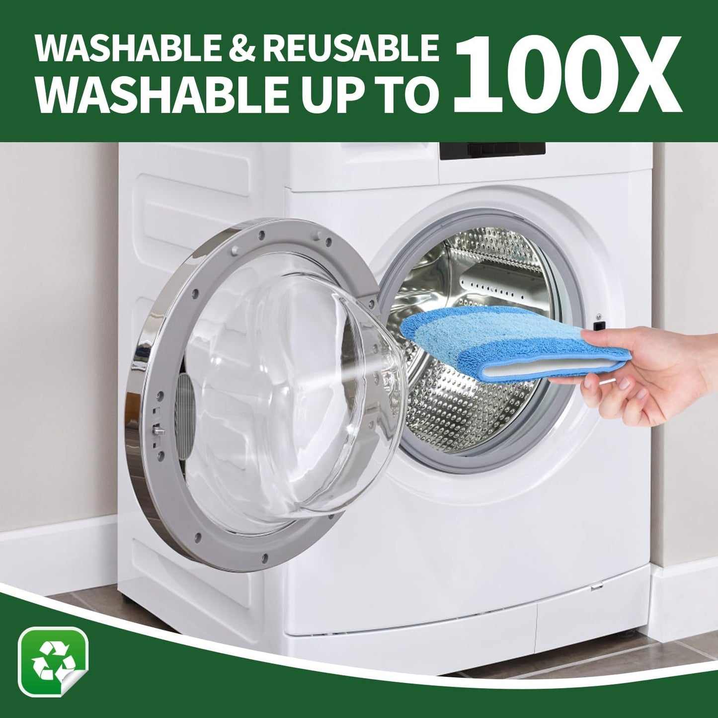 3 Pack Microfiber Cleaning Pads for Bona Mop, Reusable Microfiber Mop Pads for 18 Inch Mop, Hardwood & Hard Surface Floors Replacement Cleaning Mop Pads, Machine Washes