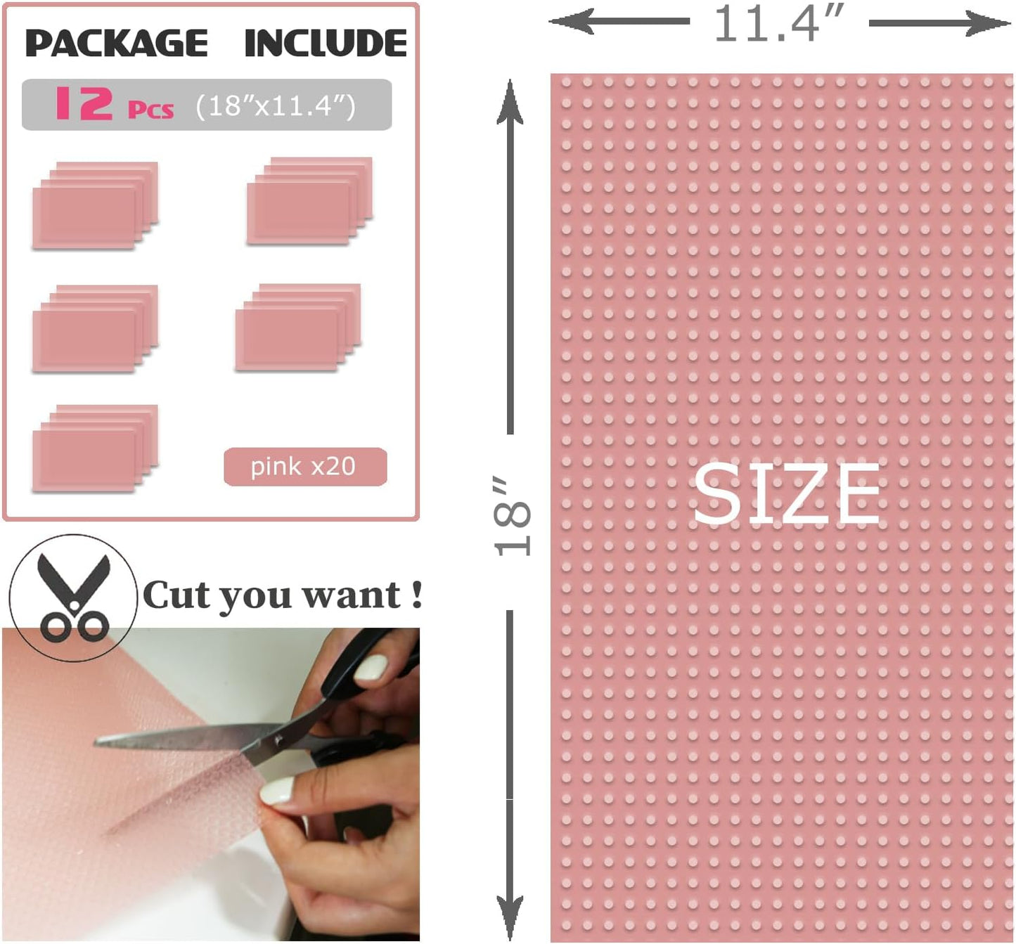 8Pcs Refrigerator Liners, Washable Fridge Liner Mats Covers Pads for Glass Shelf Cupboard Cabinet Drawer Home Kitchen Accessories Organization (Pink)