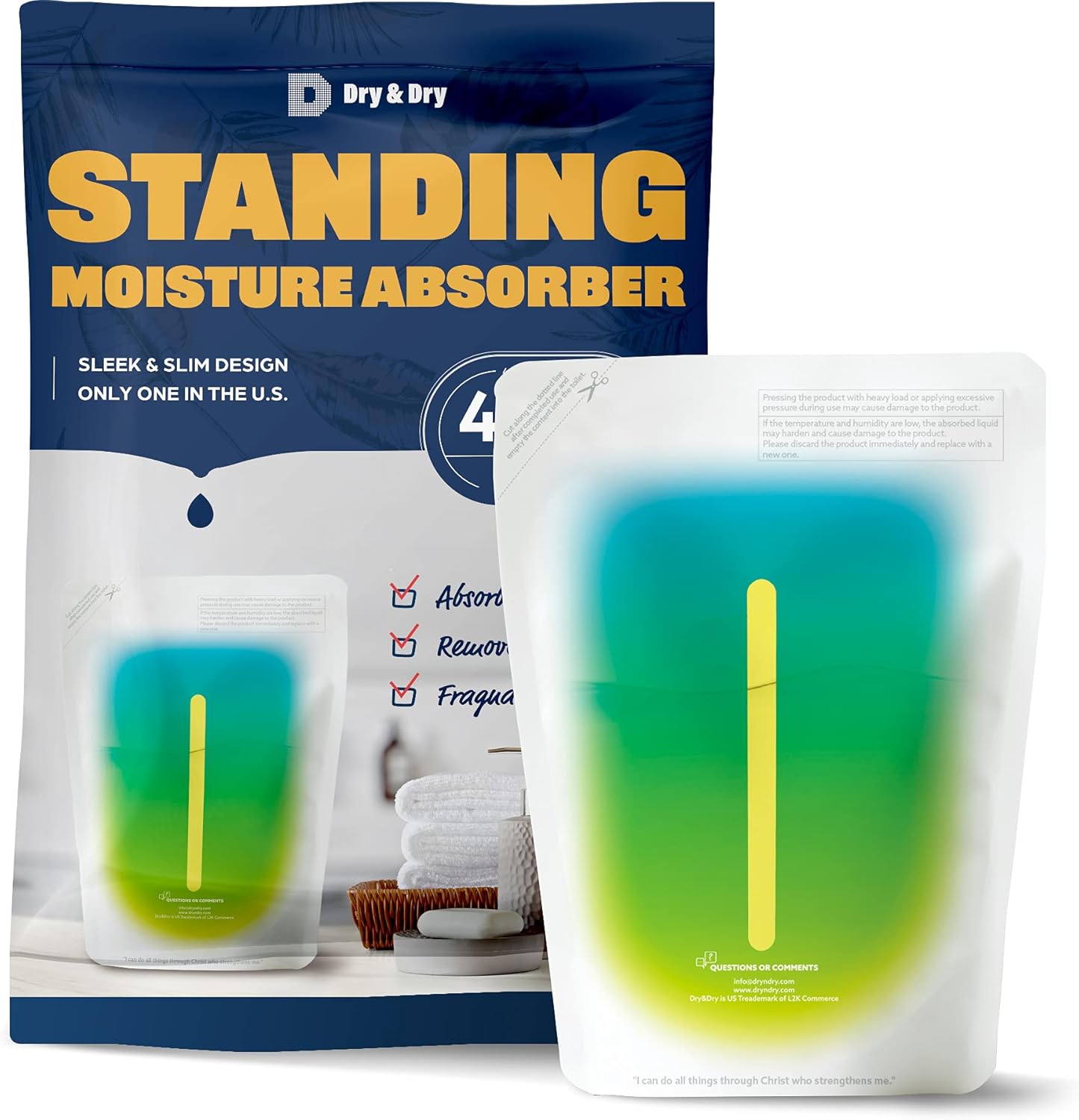 Dry & Dry 100 Packs Standing Moisture Absorbers to Control Excess Moisture for Basements, Closets, Bathrooms, Laundry Rooms - Moisture Absorbers, Moisture Absorbers