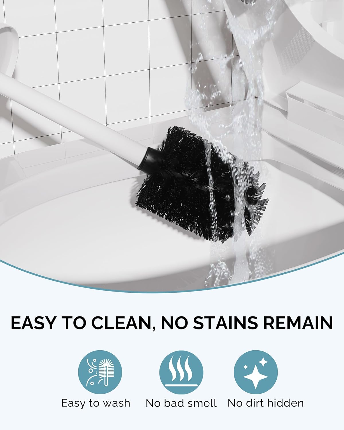 Toilet Brush and Holder Set, 2 Pack Stainless Steel Toilet Bowl Brush with Lid, Rust Proof Toilet Cleaner Brush with Caddy, Durable Bristles, Splash Proof, Ideal for Bathroom（White）