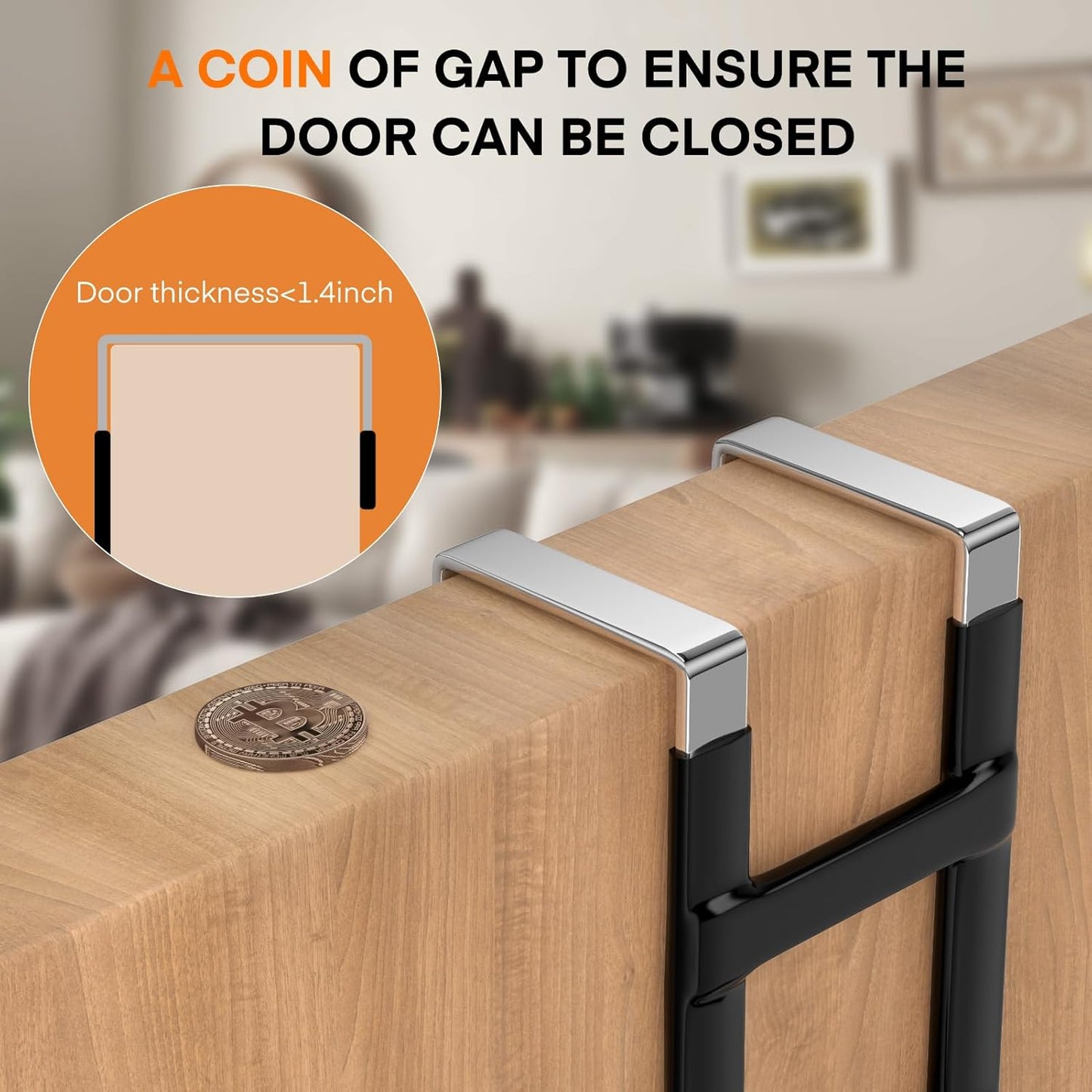 FYY Over The Door Hooks - 2 Pack Heavy Duty Dual-Hook Organizer Hanger with Non-Slip Rubber for Towels, Clothes, Hats & Bags Use in Bathroom, Bedroom, Kitchen - Fits Interior Doors Up to 1 3/8" Black