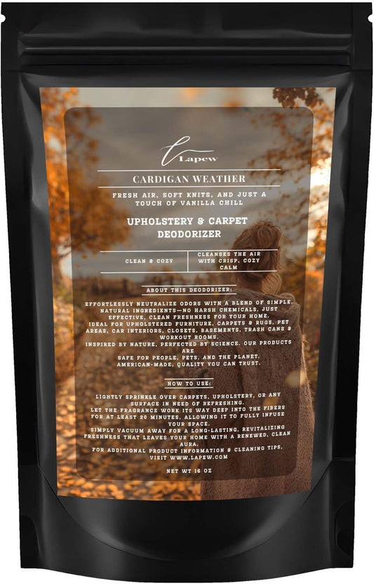Cardigan Weather Carpet Freshener Powder: Powerful Odor Eliminator for Home, Upholstery Deodorizer, Carpet Deodorizer, Pet Urine, Cat Litter Box - Sweater Weather Fragrance