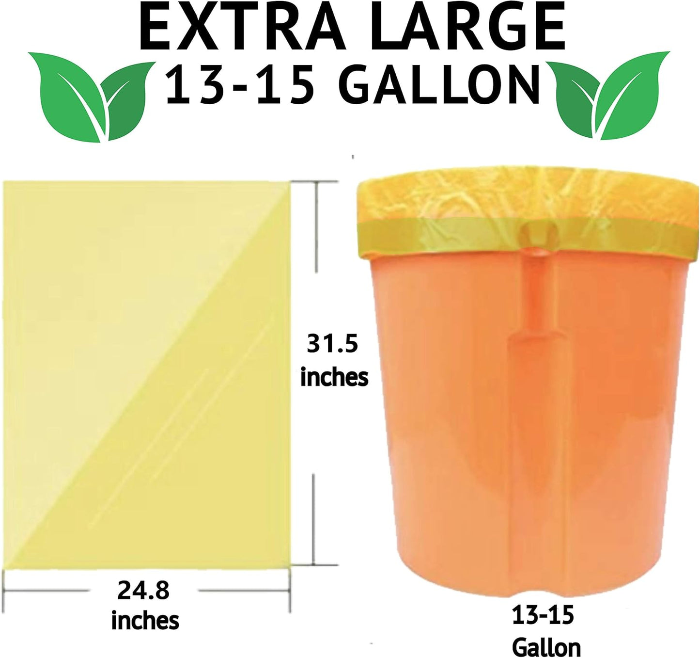 13 Gallon Biodegradable Trash Bags with Drawstrings, 75 Count Plant Based, Code Q Tall Kitchen Compost Bags 50 Liter Bin - Green Garbage Liners - 1.3 mil Thick Heavy Duty and Eco Friendly Trash Bags
