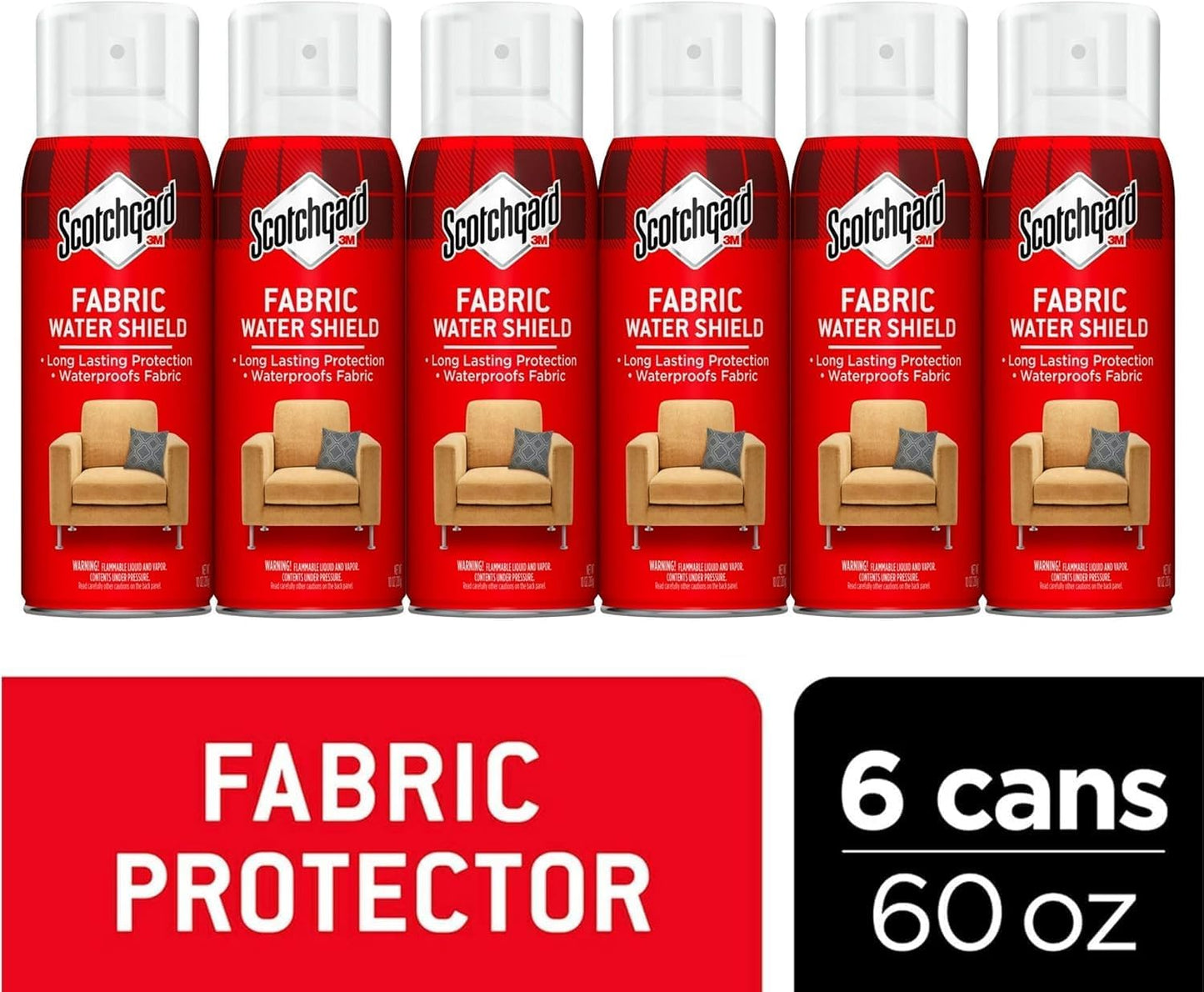 Scotchgard Fabric & Upholstery Protector, 6 Cans/10-Ounce (60 Ounces Total)