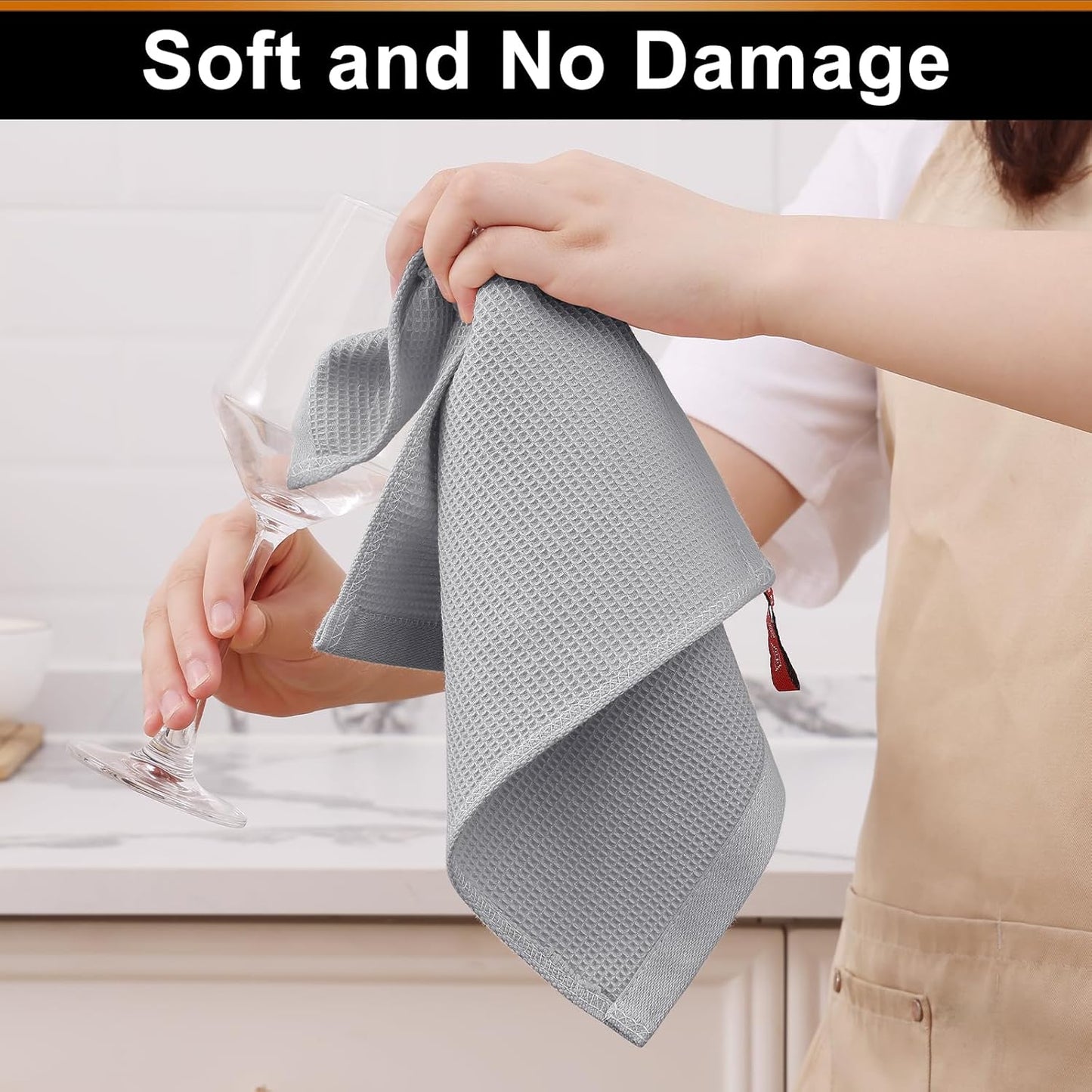 Homaxy 100% Cotton Waffle Weave Dish Cloths - 12 Pack Soft and Absorbent Dish Towels - 12 x 12 Inches Quick Dry Dish Rags - Light Grey