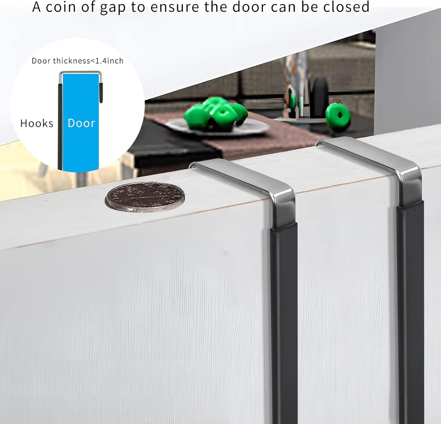 FYY Over the Door Hooks, 8 Pack Door Hangers Hooks with Rubber Prevent Scratches Heavy Duty Organizer Hooks for Living Room, Bathroom, Bedroom, Kitchen Hanging Clothes, Towels, Hats, Coats, Bags Black