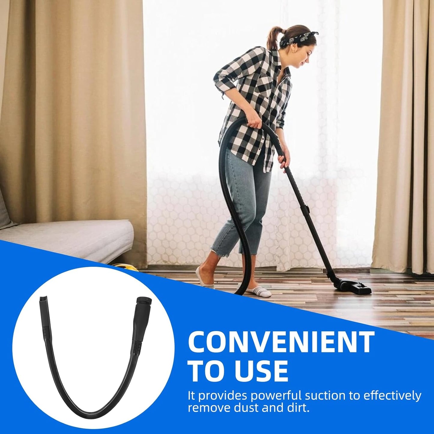 25 inch flexible vacuum hose tool accessory, suitable for all 1-1/4" or 1-3/8" inch (32mm - 35mm) vacuum cleaner flat nozzles
