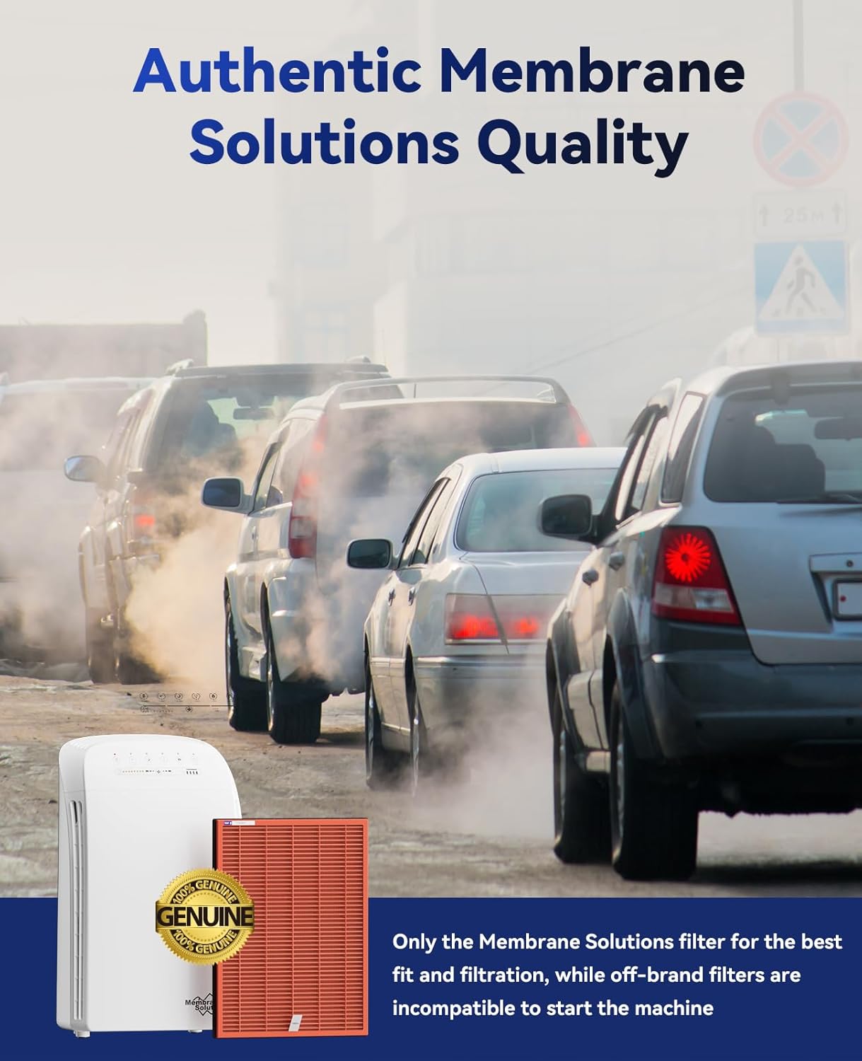 Membrane Solutions MSA3/MSA3S Toxin Gas VOCs Removal Air Purifier Filter Replacement 1 Pack, Upgraded 4-in-1 H13 True HEPA Filter with OdallerPure Technology