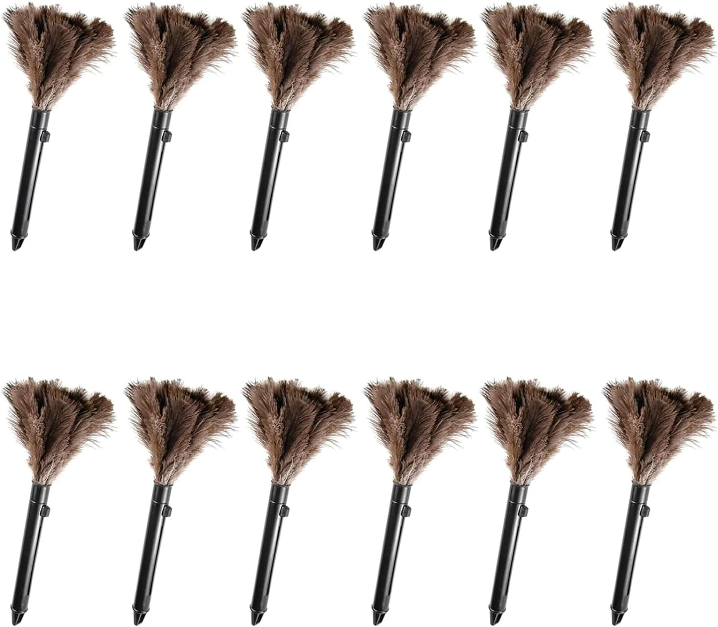 Retractable Feather Duster-Genuine Ostrich Feathers,Anti-Static,Reusable Eco-Friendly Handheld Cleaning for Keyboard,Home,Car,Office(10 to 15 Inches) 12Pack