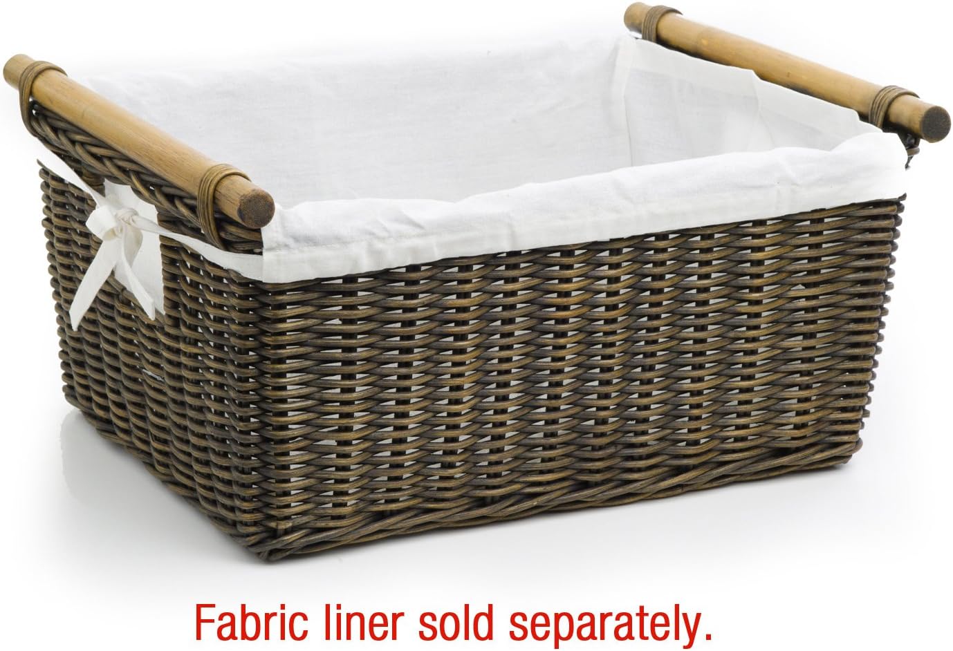 The Basket Lady Pole Handle Wicker Storage Basket, Medium, 16 in L x 12 in W x 8.25 in H, Antique Walnut Brown
