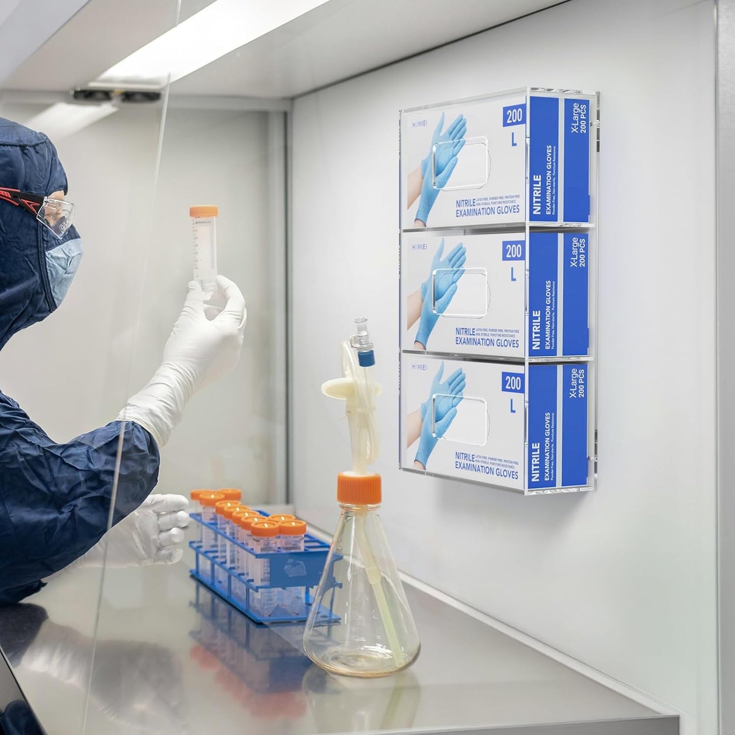 HIIMIEI Glove Holder for Wall Mount: Magnetic Gloves Box Holder, Acrylic Disposable Rubber Latex Glove Dispenser