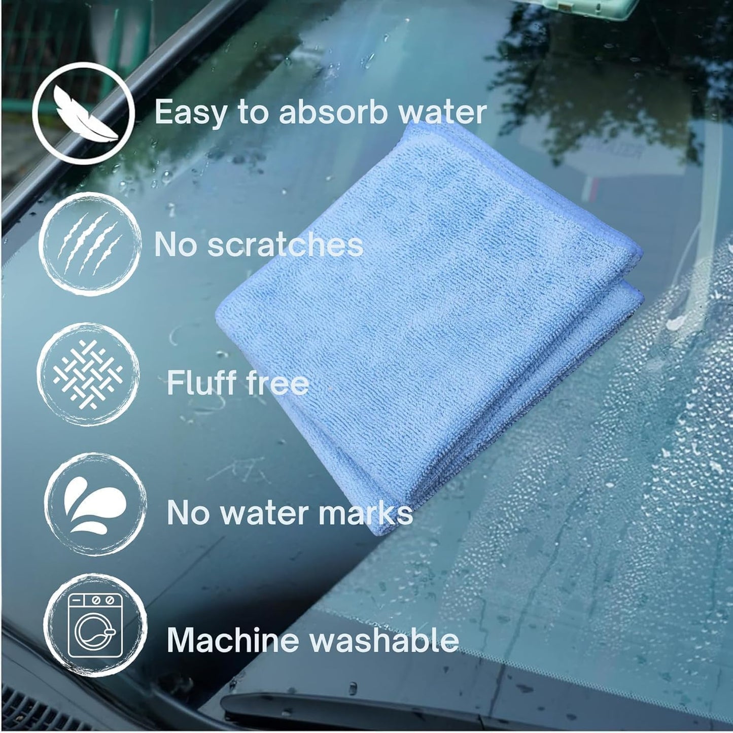 Single Microfiber Cleaning Cloth 40x40 cm - Ultra Absorbent Microfiber Cloth for Home, Kitchen Car Bathroom Rags Polish Cleaning 250 GSM (Blue)